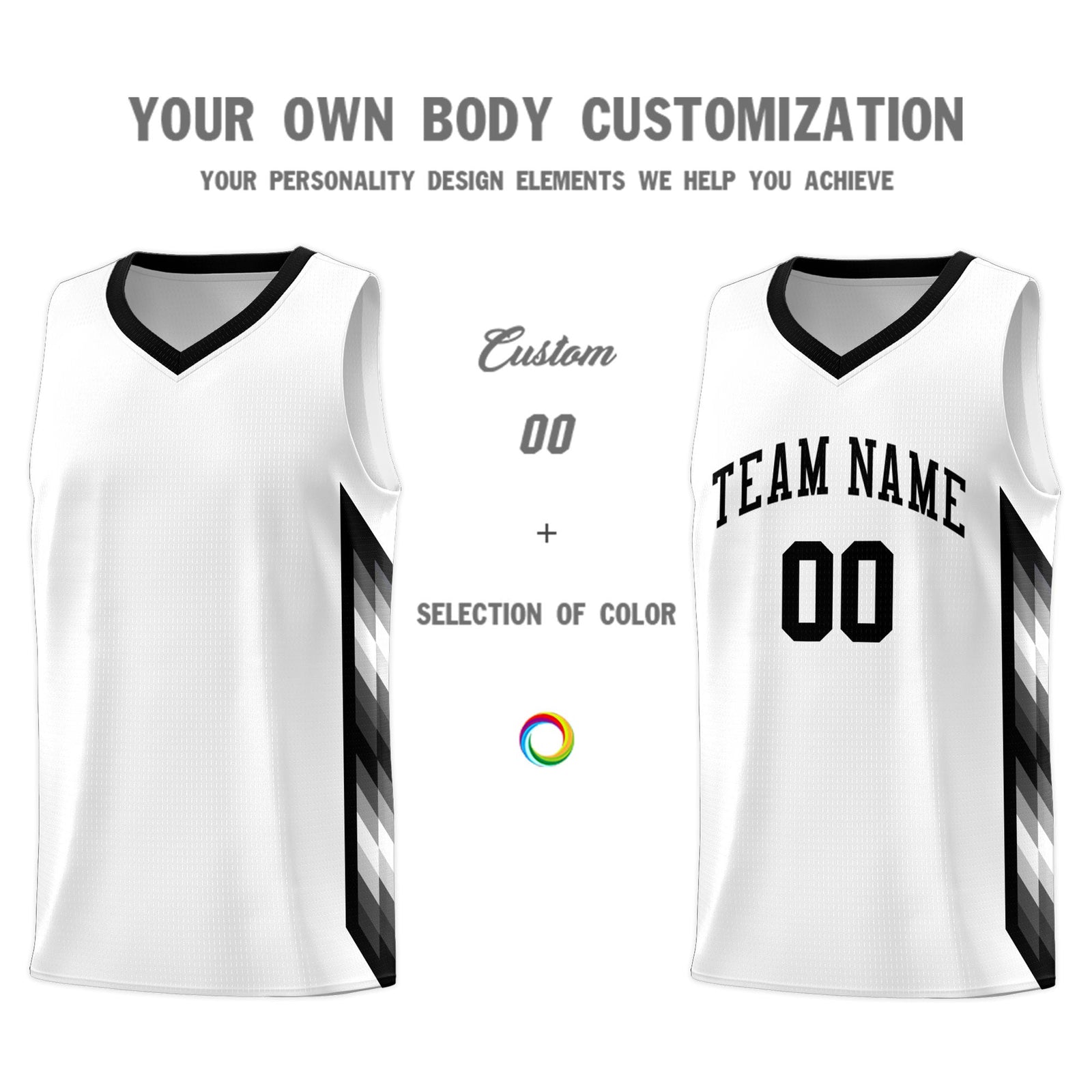 Custom White Mosaic Gradient Fashion Sports Uniform Basketball Jersey