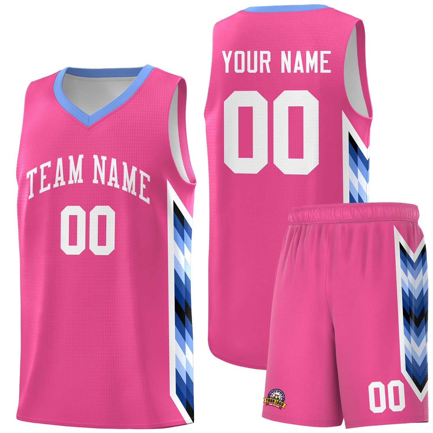 Custom Pink Mosaic Gradient Fashion Sports Uniform Basketball Jersey