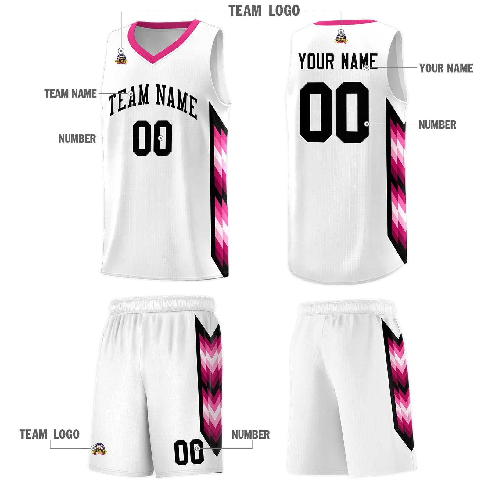Custom White Mosaic Gradient Fashion Sports Uniform Basketball Jersey