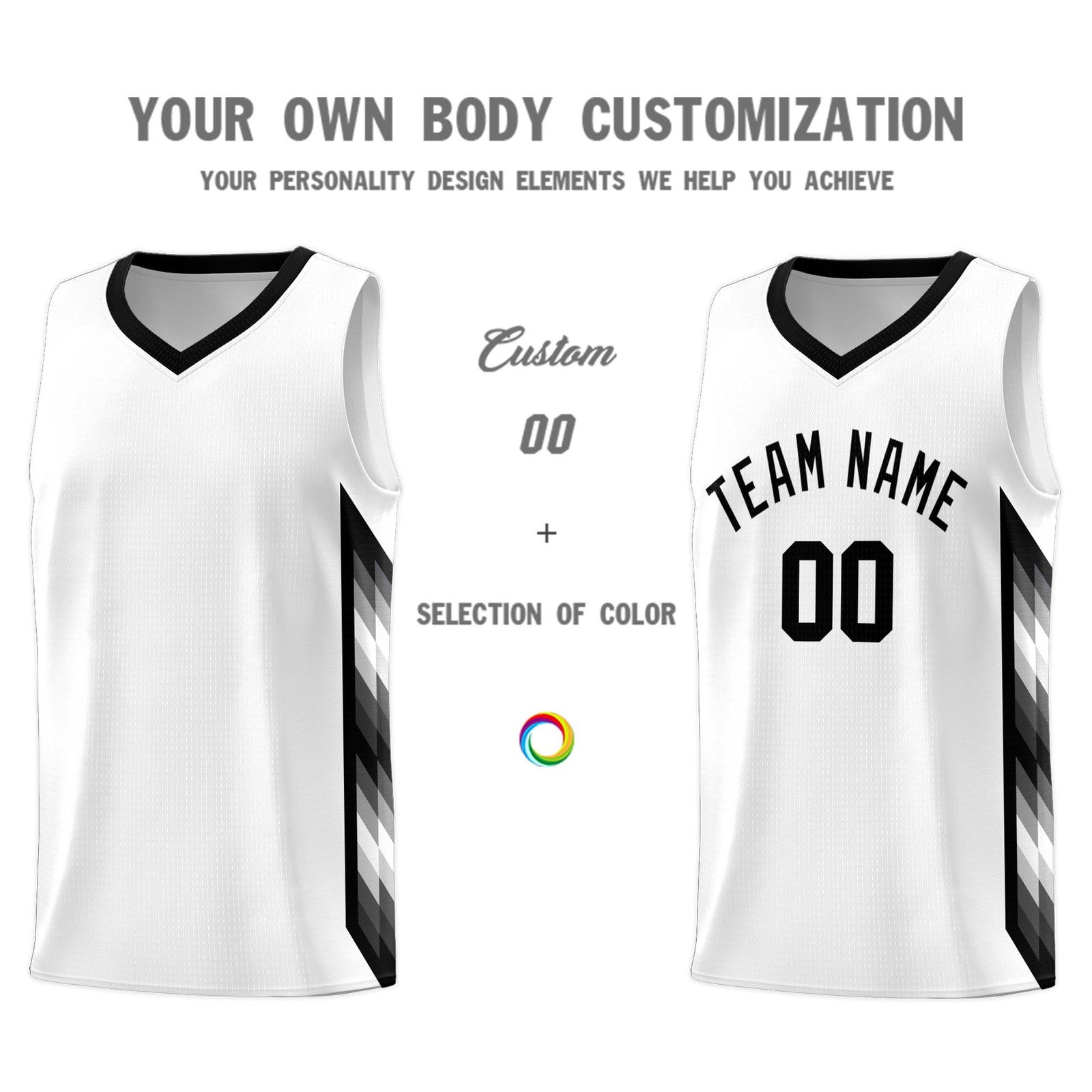 Custom White Mosaic Gradient Fashion Sports Uniform Basketball Jersey