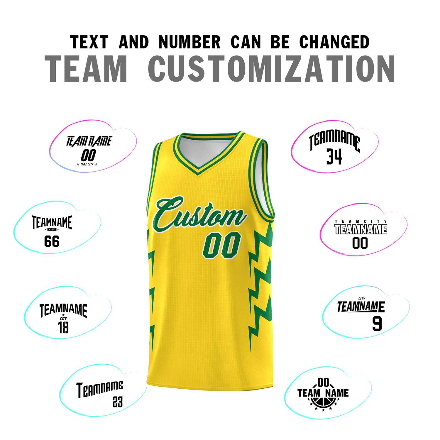 Custom Gold Side Lightning Pattern Sports Uniform Basketball Jersey
