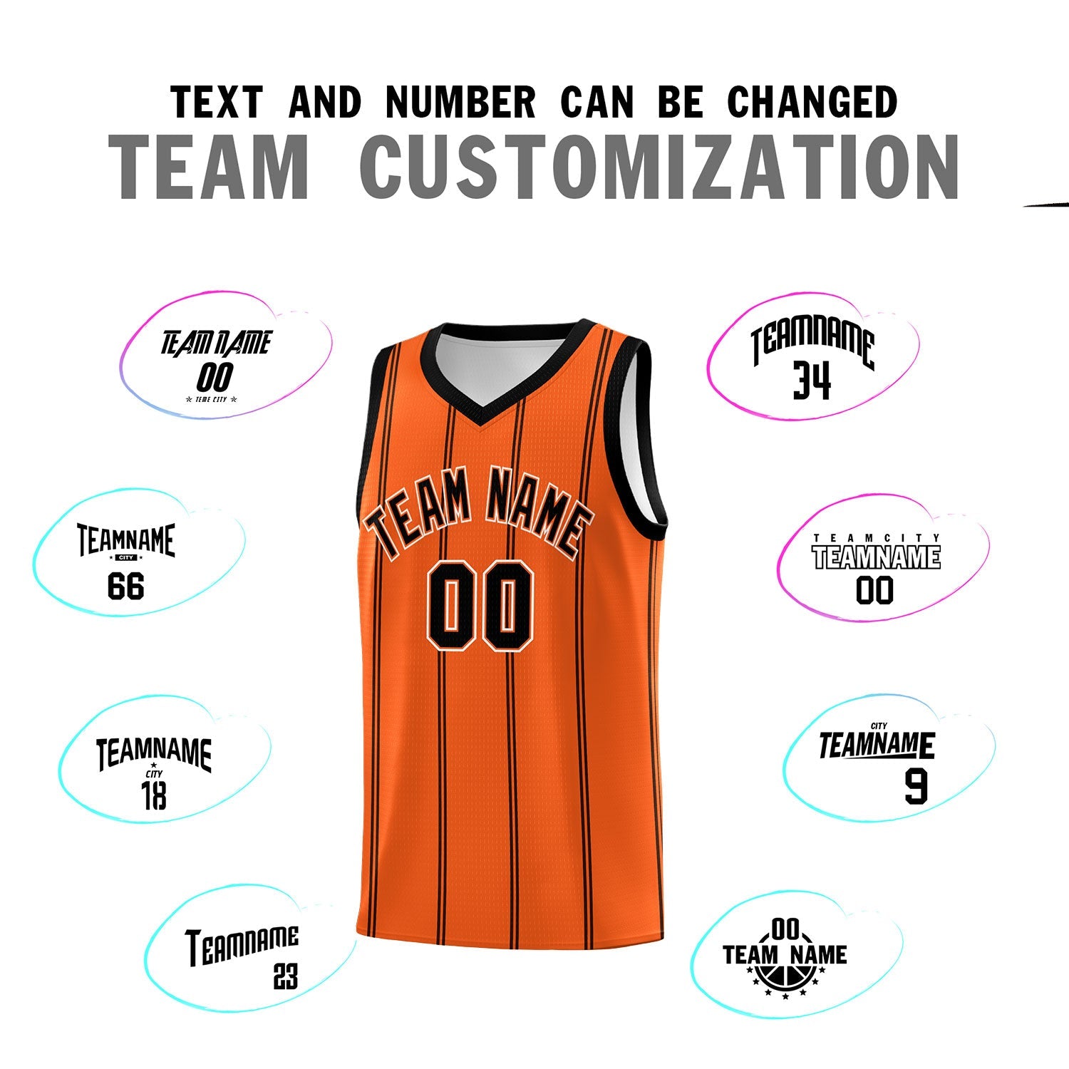 Custom Orange Black White Vertical Stripes Single Sided Sets Basketball Jersey | For Men,Stitched,Perfect for Training,Add Name and Numbern | KXKSHOP