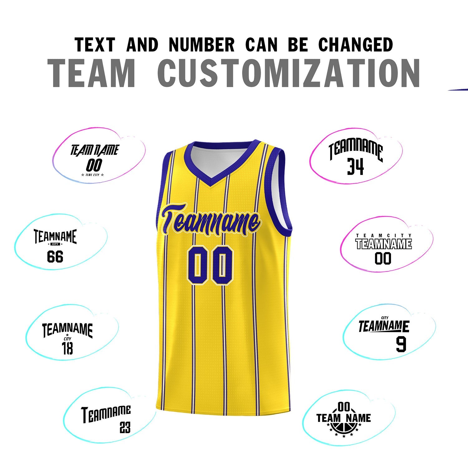 Custom Gold Royal Blue White Vertical Stripes Single Sided Sets Basketball Jersey | For Men,Stitched,Perfect for Training,Add Name and Numbern | KXKSHOP