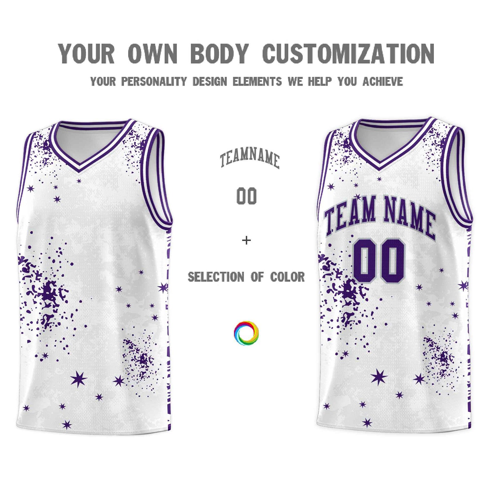 Custom White Purple Vice Burst Galactic Graffiti Moisture-Wicking Basketball Jersey