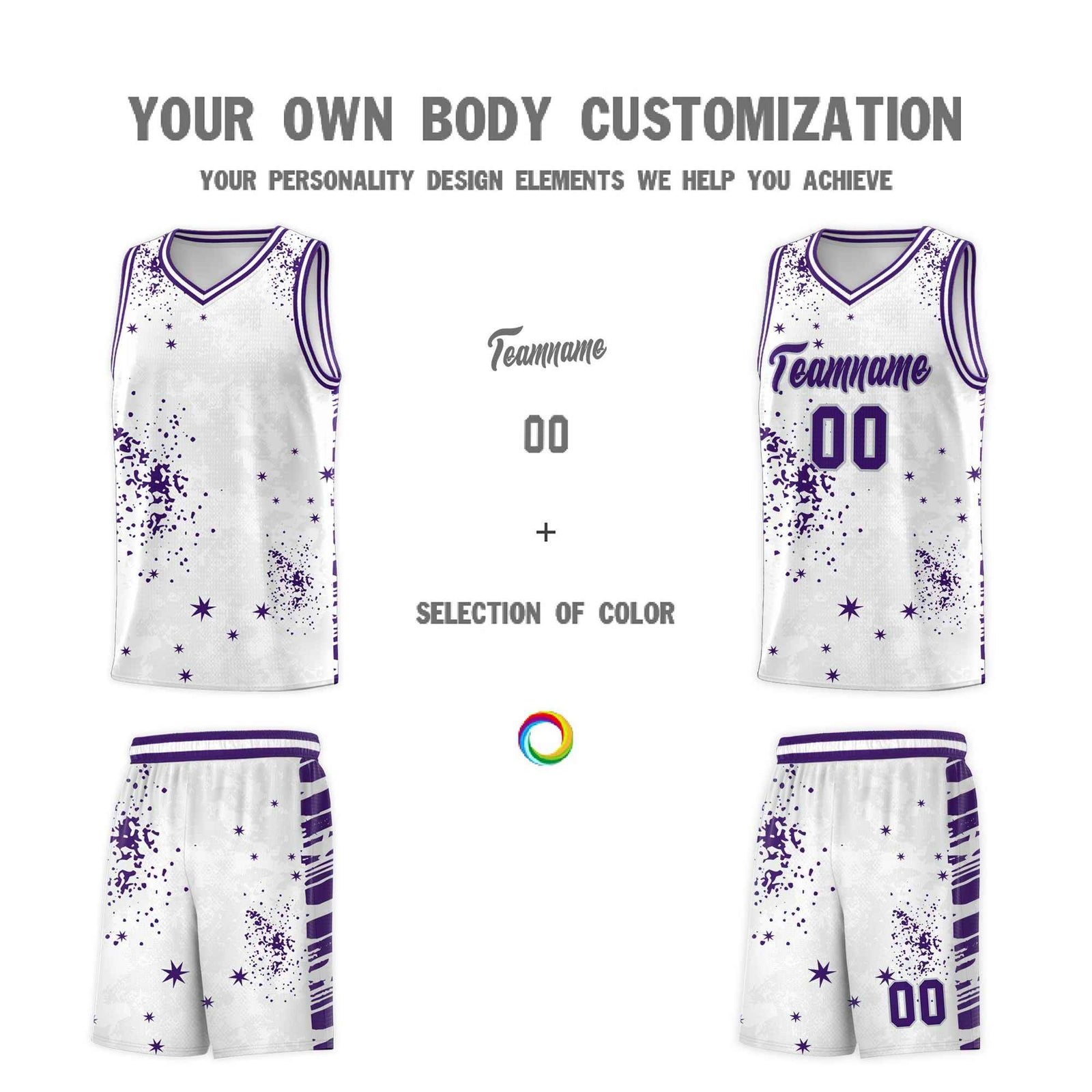 Custom White Purple Vice Burst Galactic Graffiti Moisture-Wicking Basketball Jersey