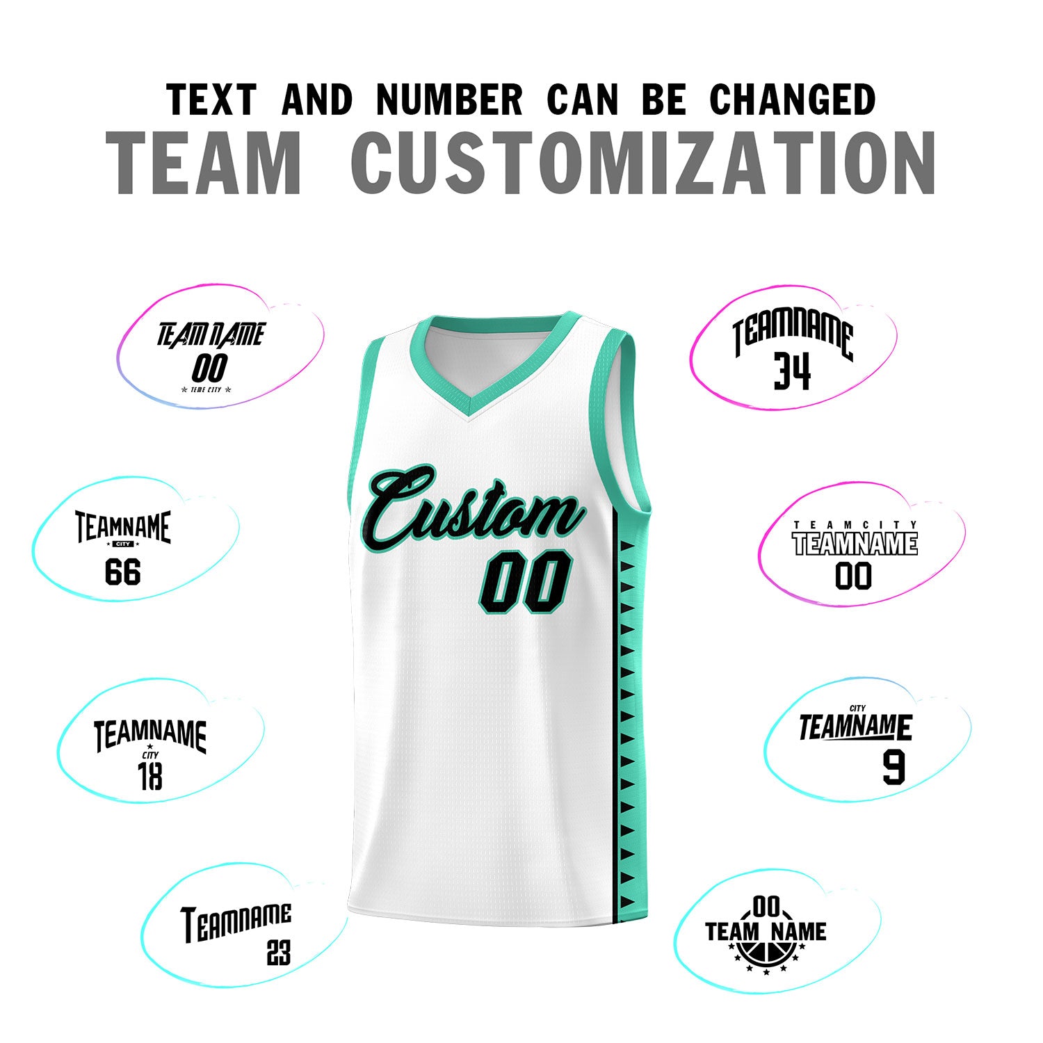 Custom White Bright Green Basketball Kits With Side Zigzag Pattern