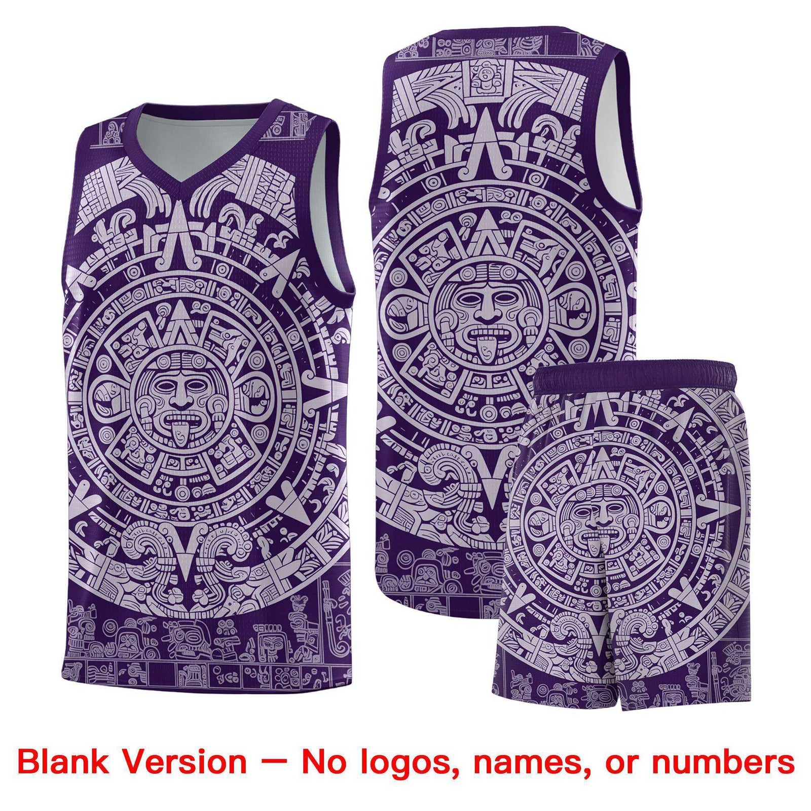 Custom Youth Basketball Jerseys Light Purple Aztec Sun Stone Pattern Custom Team Set