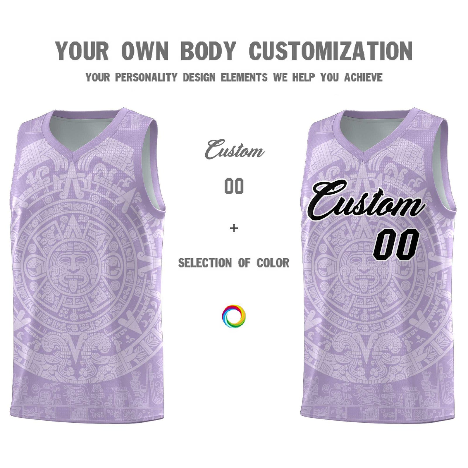 Custom Youth Basketball Jerseys White Aztec Sun Stone Personalized Uniform