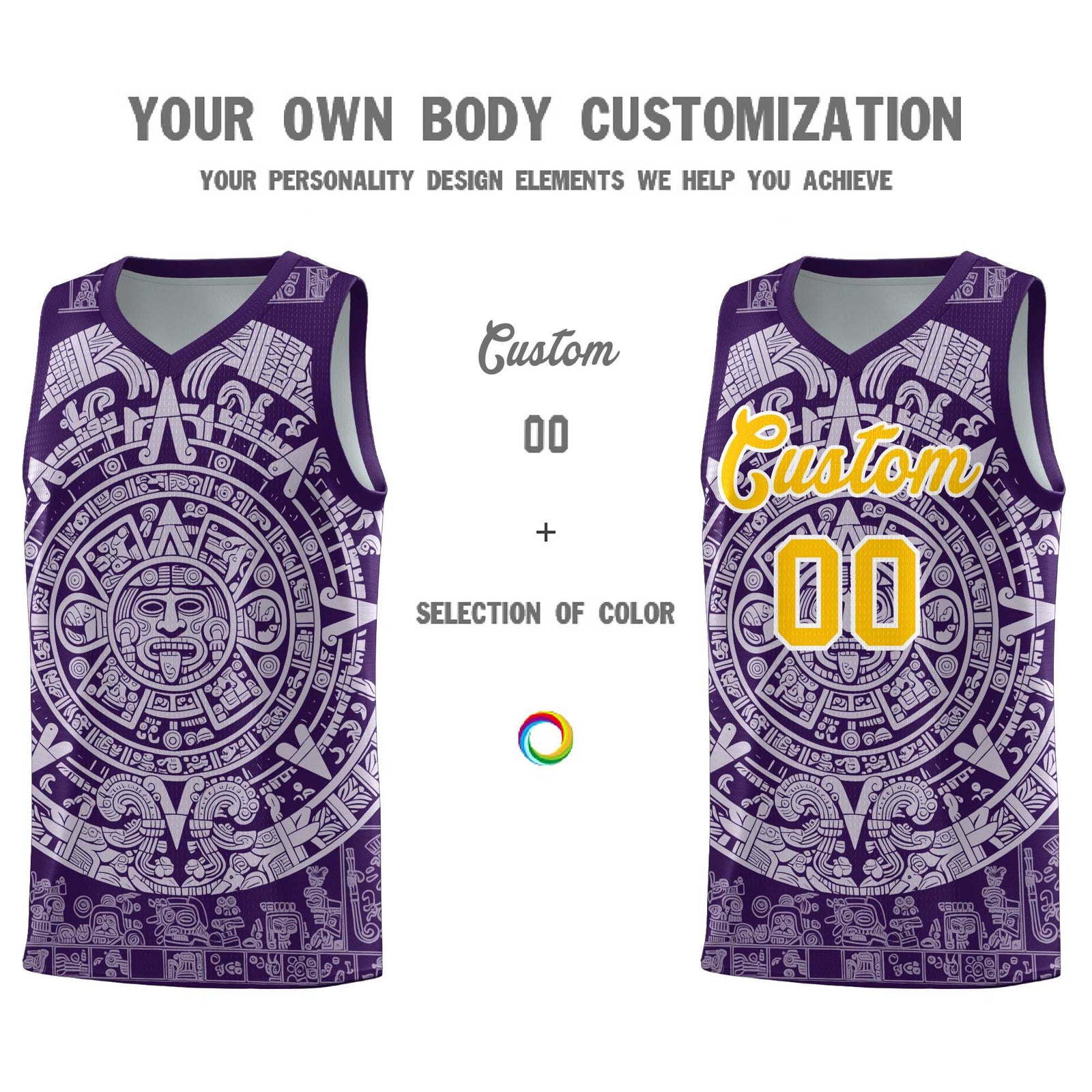 Custom Youth Basketball Jerseys Light Purple Aztec Sun Stone Pattern Custom Team Set