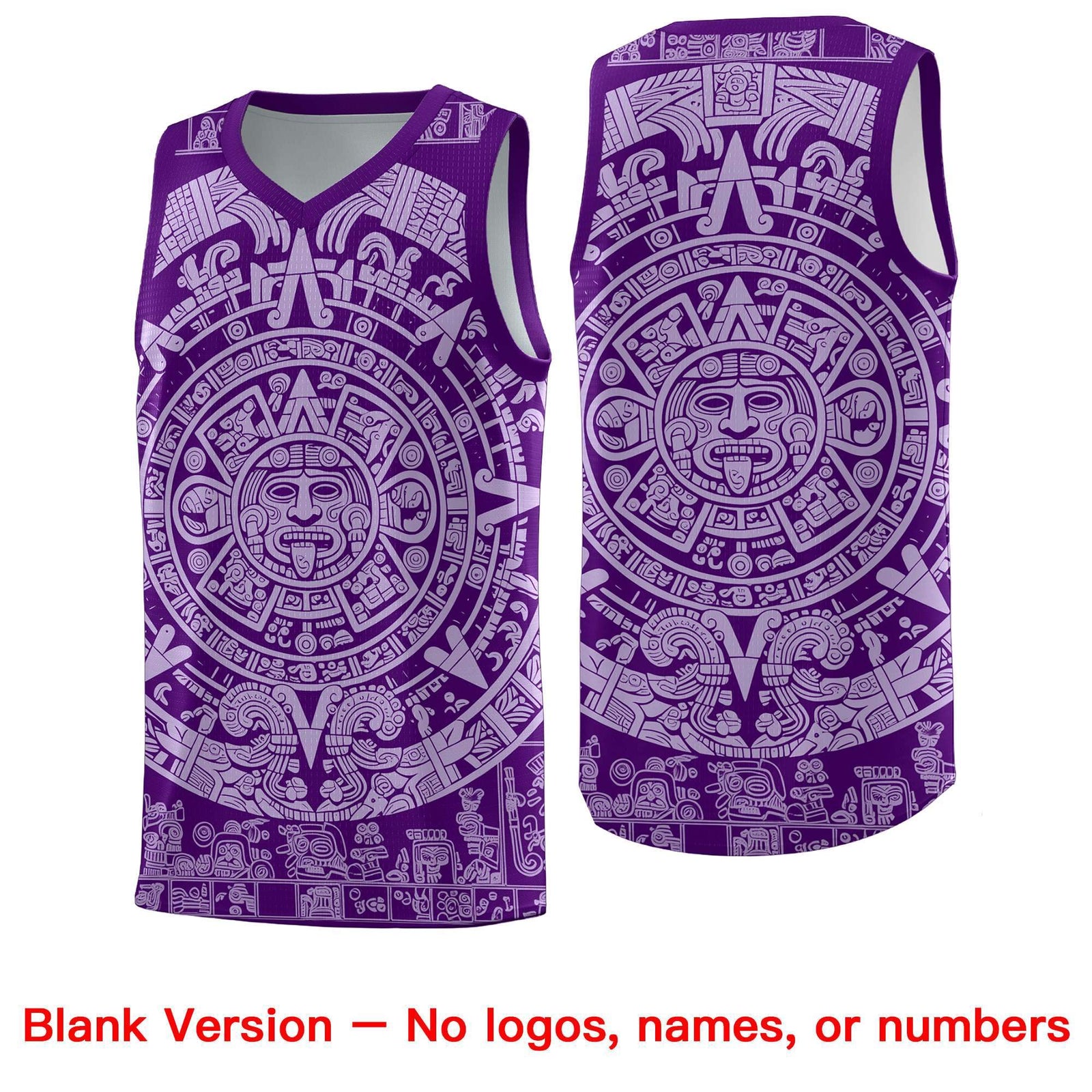 Custom Youth Basketball Jerseys Light Purple Aztec Sun Stone Pattern Custom Team Set