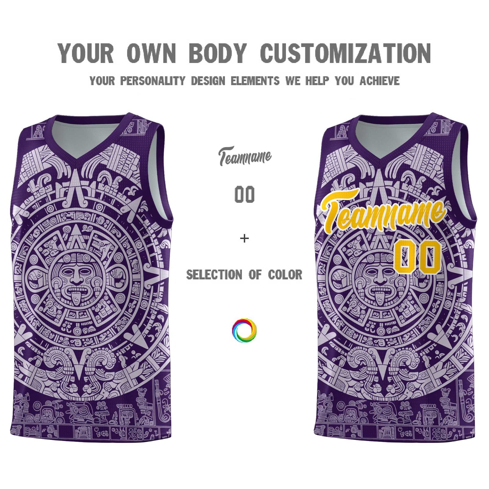 Custom Youth Basketball Jerseys Light Purple Aztec Sun Stone Pattern Custom Team Set