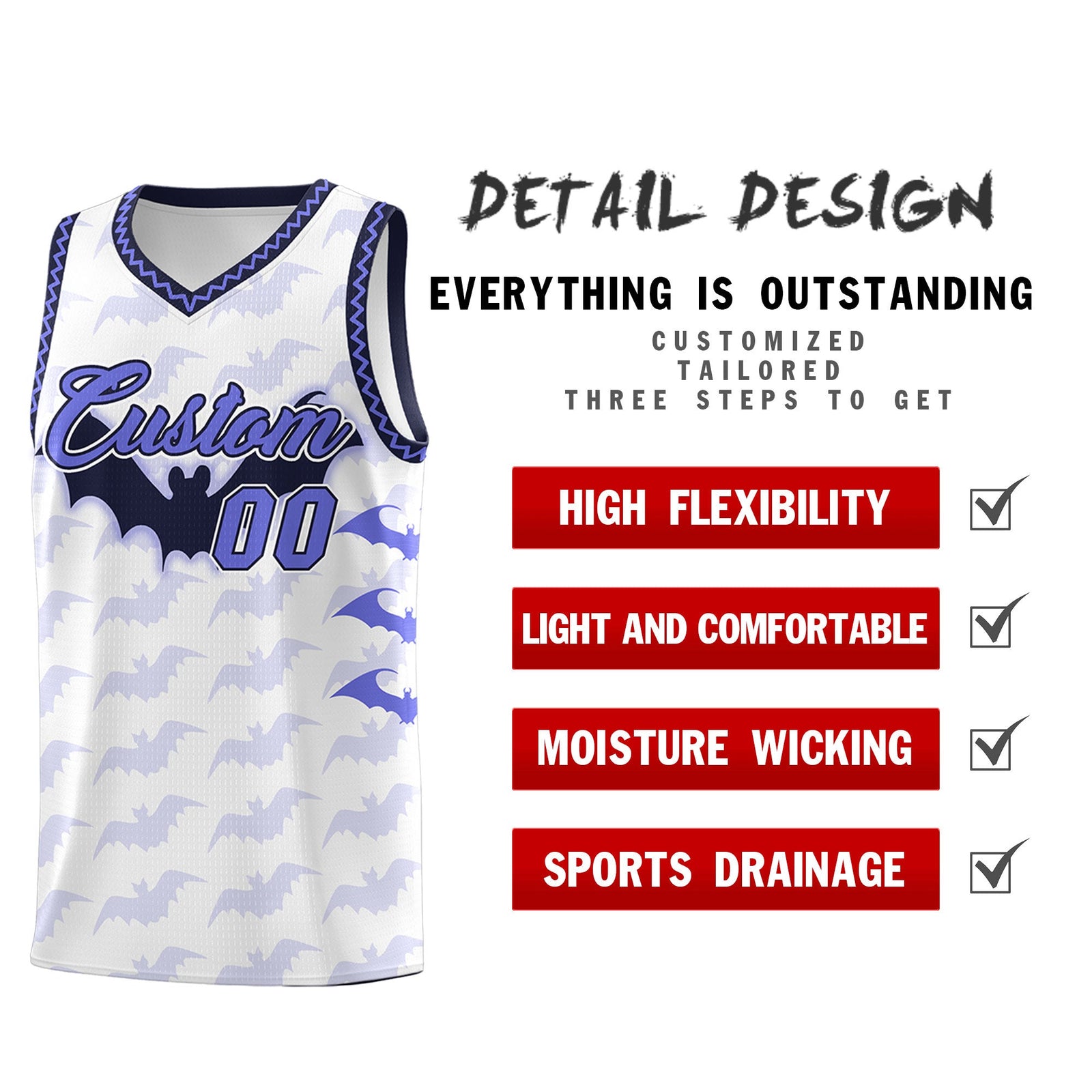 Custom White Purple Navy Bat Pattern Halloween Basketball Jersey | For Men,For Kid,For Youth,Sublimation Printed,Perfect for Training,Perfect for Parties,Add Name and Numbern | KXKSHOP