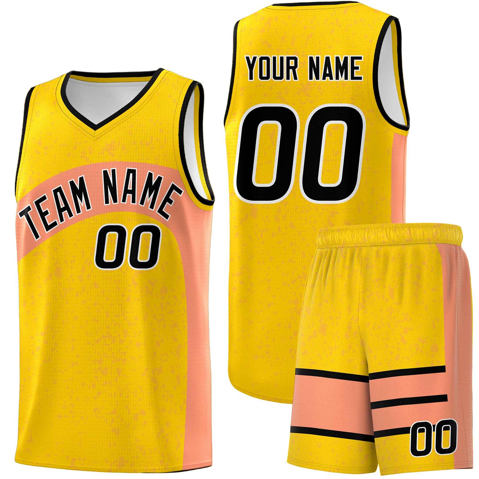 Custom Gold Light Orange Dot Graffiti Pattern Irregular Team Names Sports Uniform Basketball Jersey| KXKSHOP