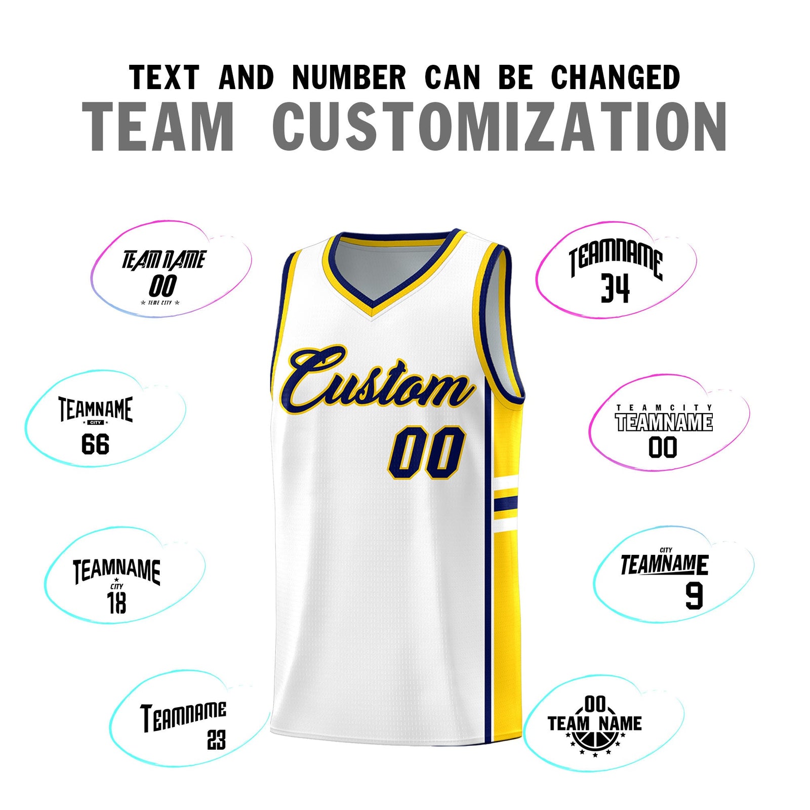 Custom Youth Basketball Jersey - White Gold Personalized Varsity Two-Tone Uniform