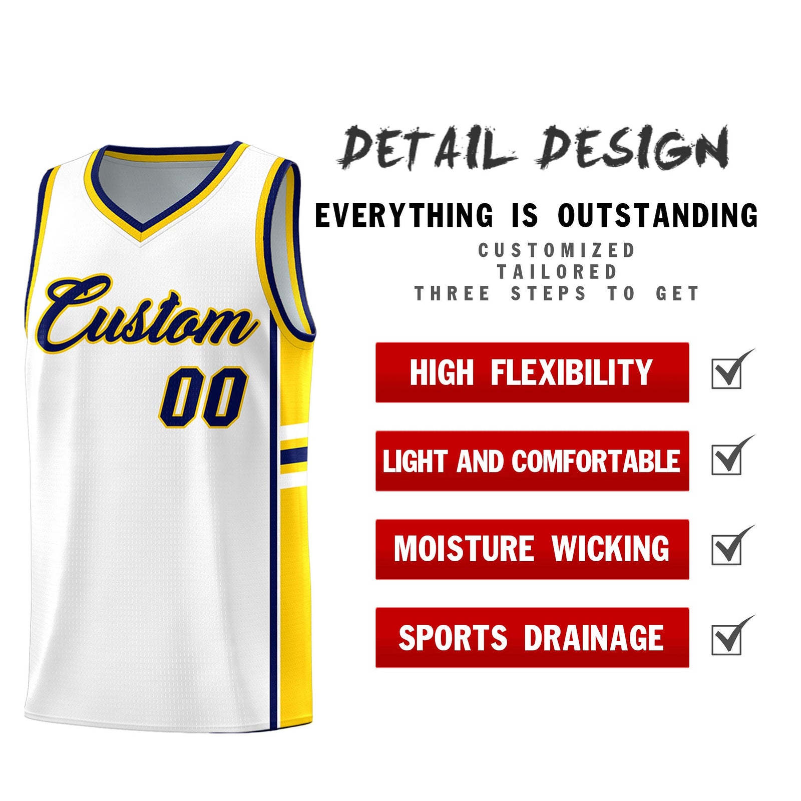 Custom Youth Basketball Jersey - White Gold Personalized Varsity Two-Tone Uniform