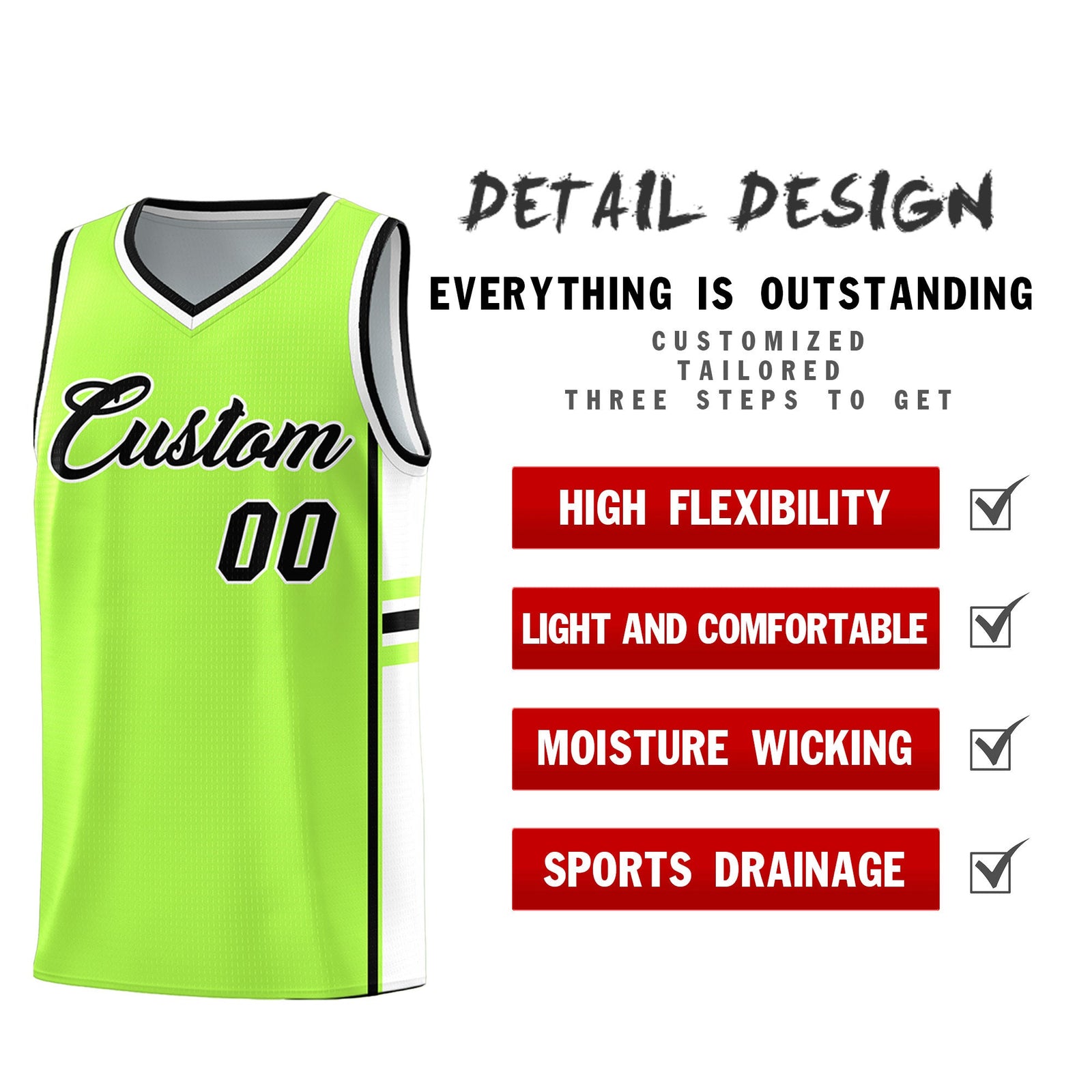 Custom Youth Basketball Jersey - Fluorescent Green White Two-Tone Varsity Jersey Set