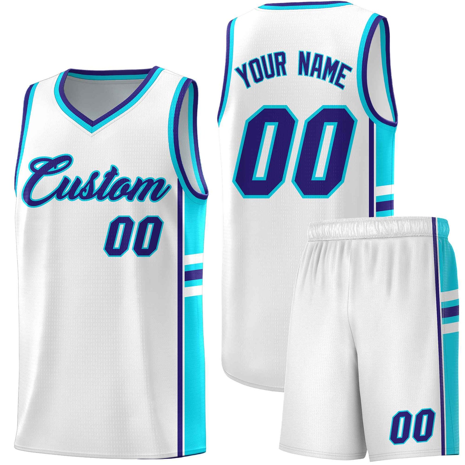 Custom Youth Basketball Jersey - White Royal Personalized Varsity Two-Tone Uniform