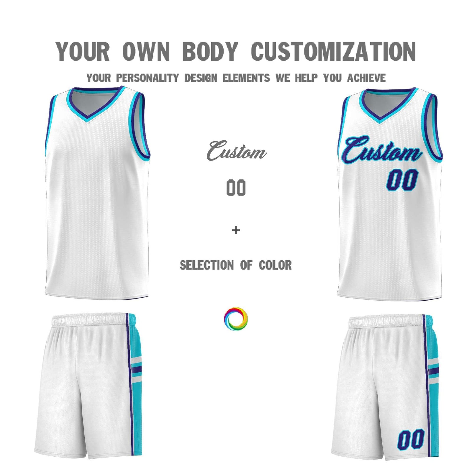 Custom Youth Basketball Jersey - White Royal Personalized Varsity Two-Tone Uniform