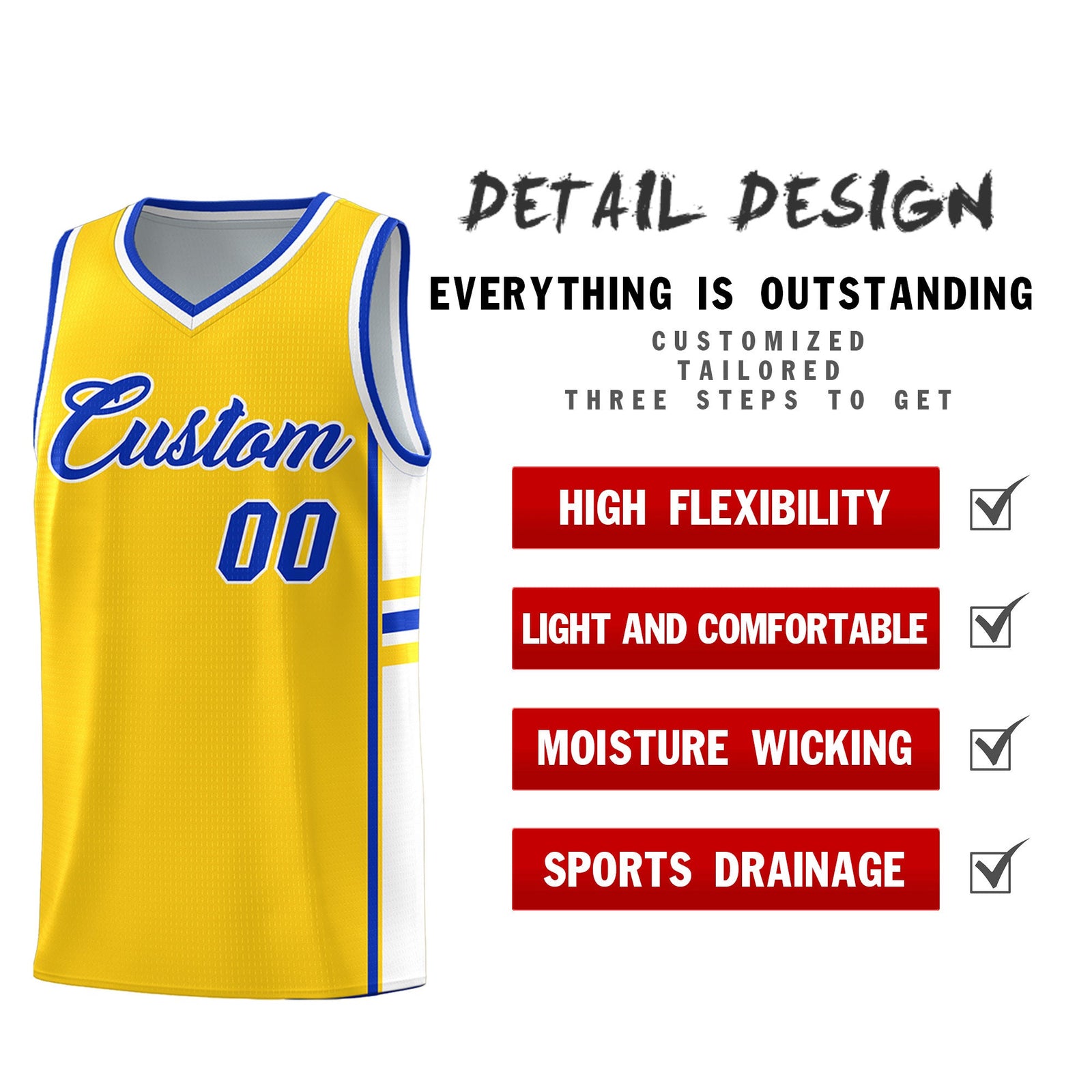 Custom Youth Basketball Jersey - Gold White Two-Tone Classic Varsity Uniform
