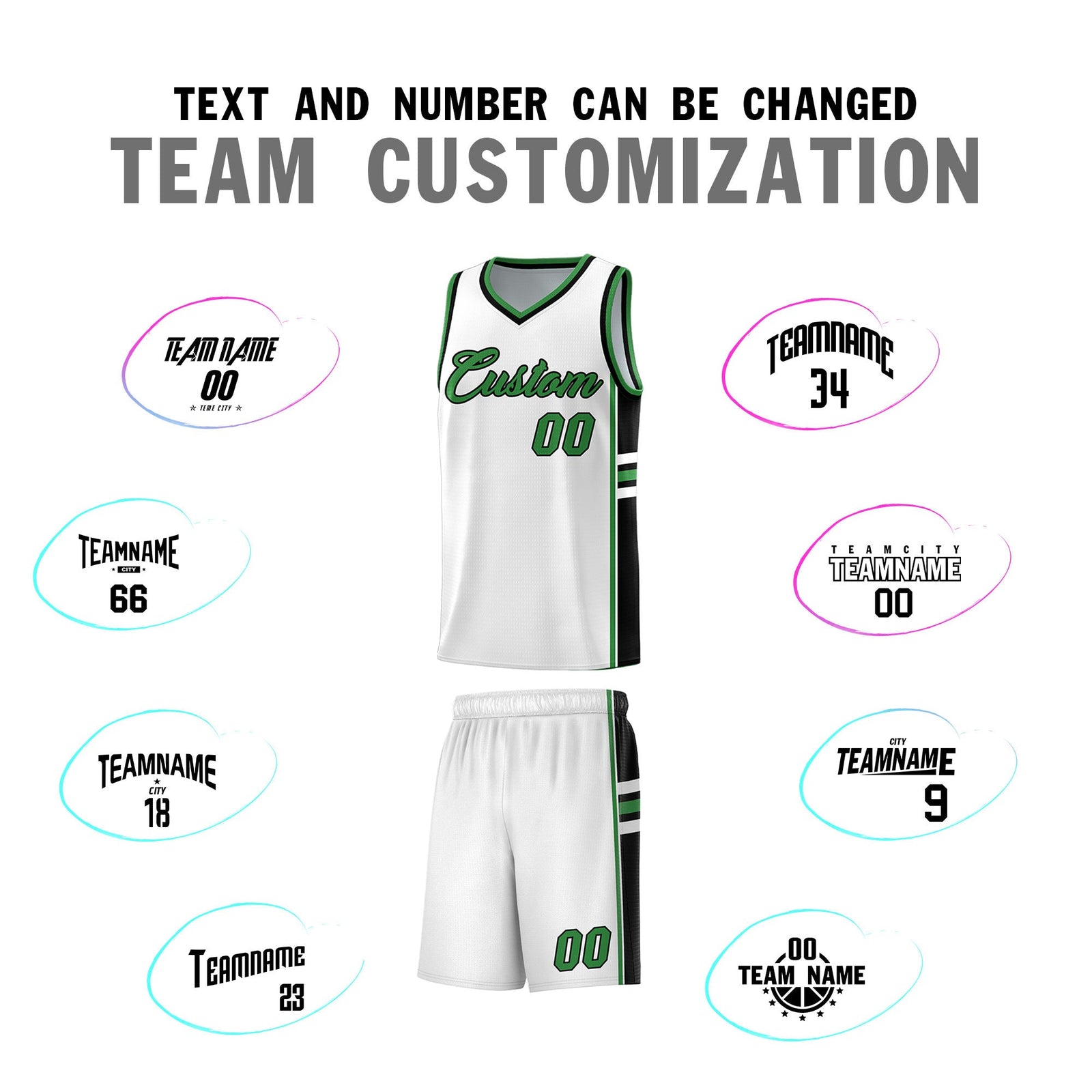 Custom Youth Basketball Jersey - White Kelly Green Two-Tone Varsity Jersey Set