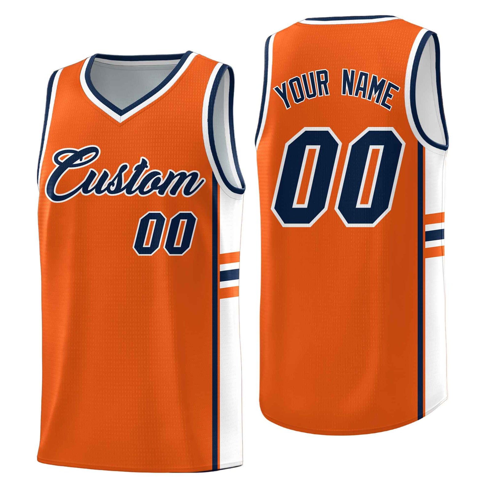 Custom Youth Basketball Jersey - Orange White Two-Tone Classic Varsity Uniform