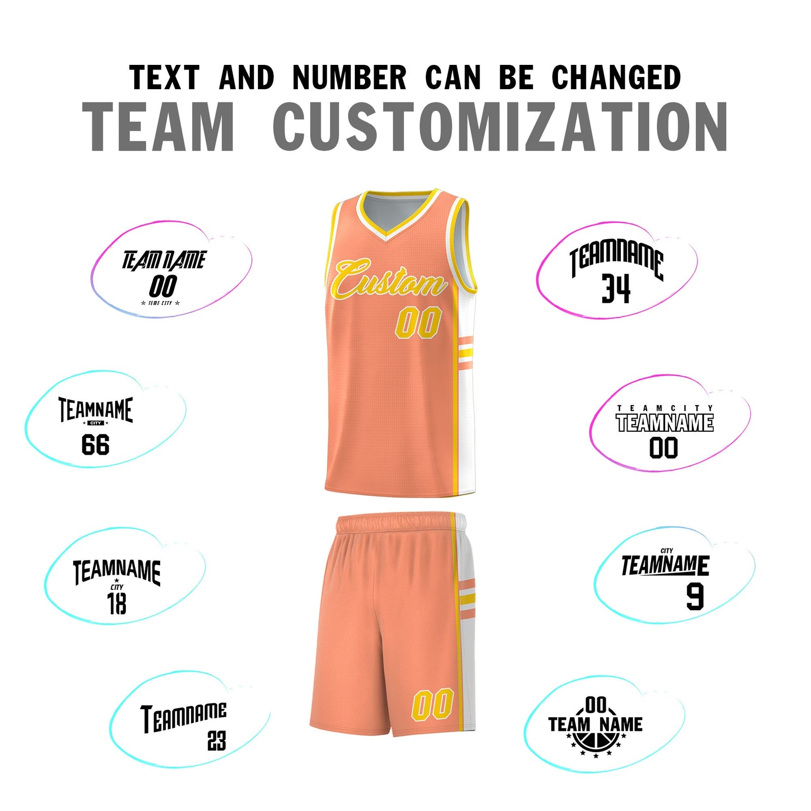 Custom Youth Basketball Jersey - Light Orange White Two-Tone Classic Varsity Uniform