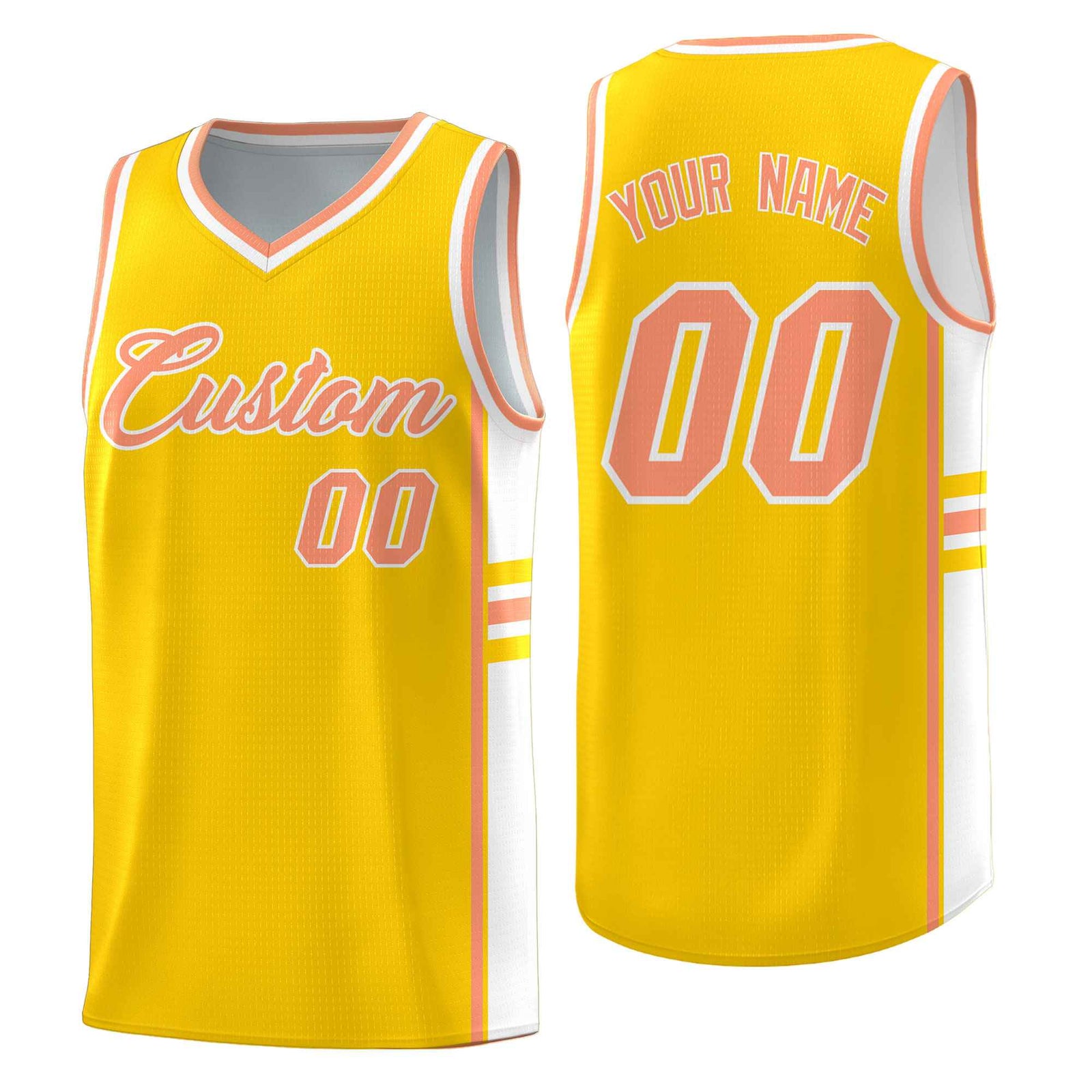 Custom Youth Basketball Jersey - Gold White Personalized Varsity Two-Tone Uniform