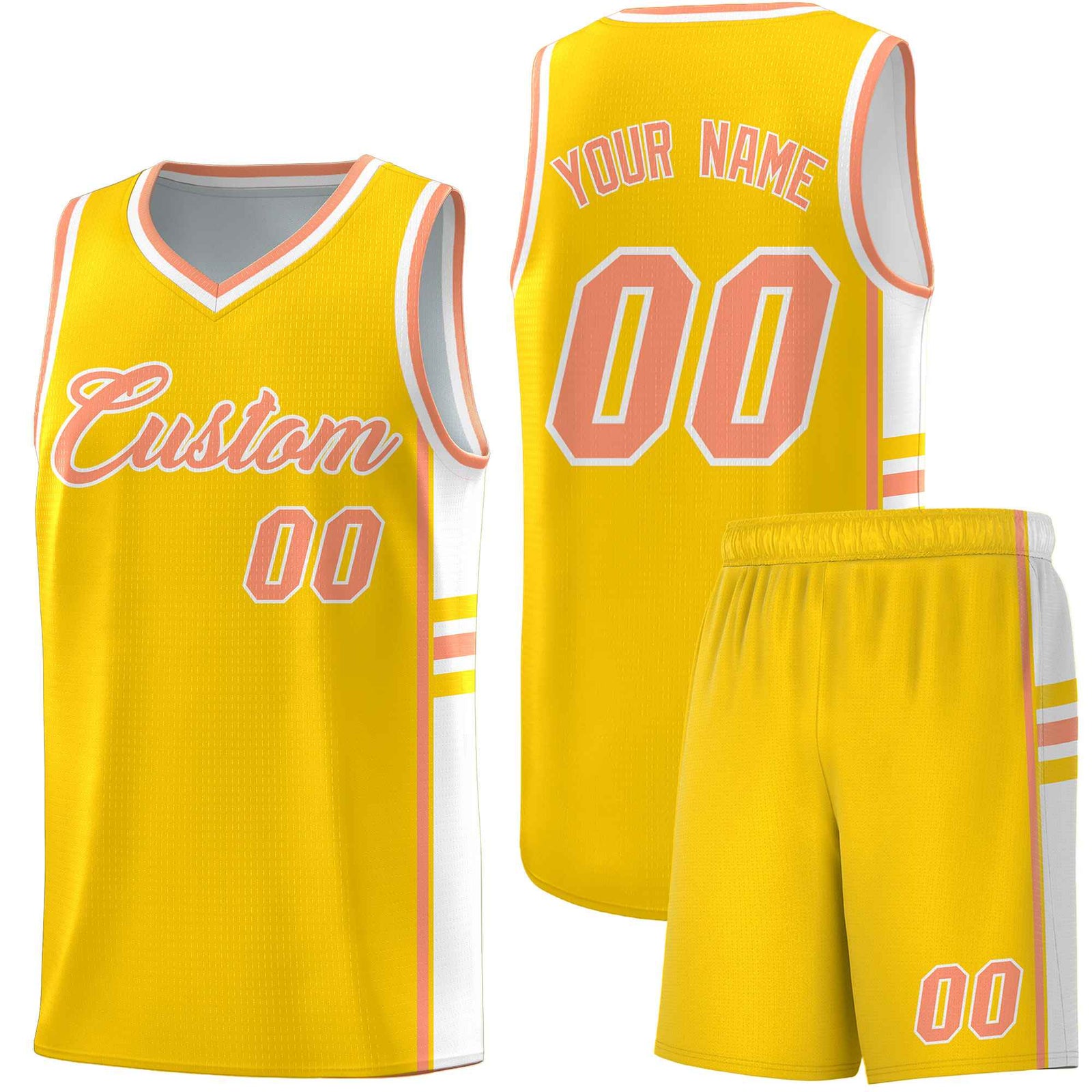 Custom Youth Basketball Jersey - Gold White Personalized Varsity Two-Tone Uniform