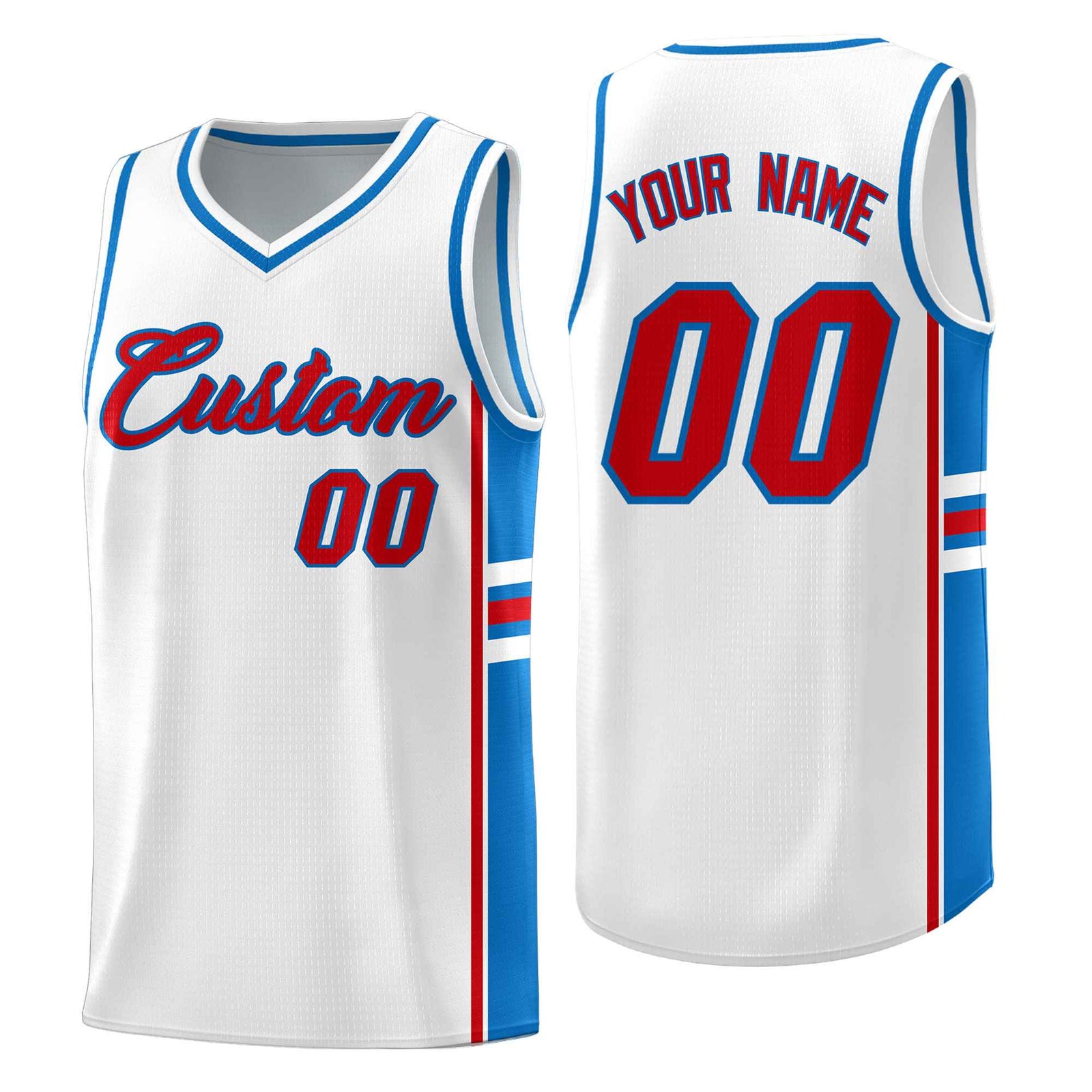 Custom Youth Basketball Jersey - White Royal Two-Tone Varsity Jersey Set
