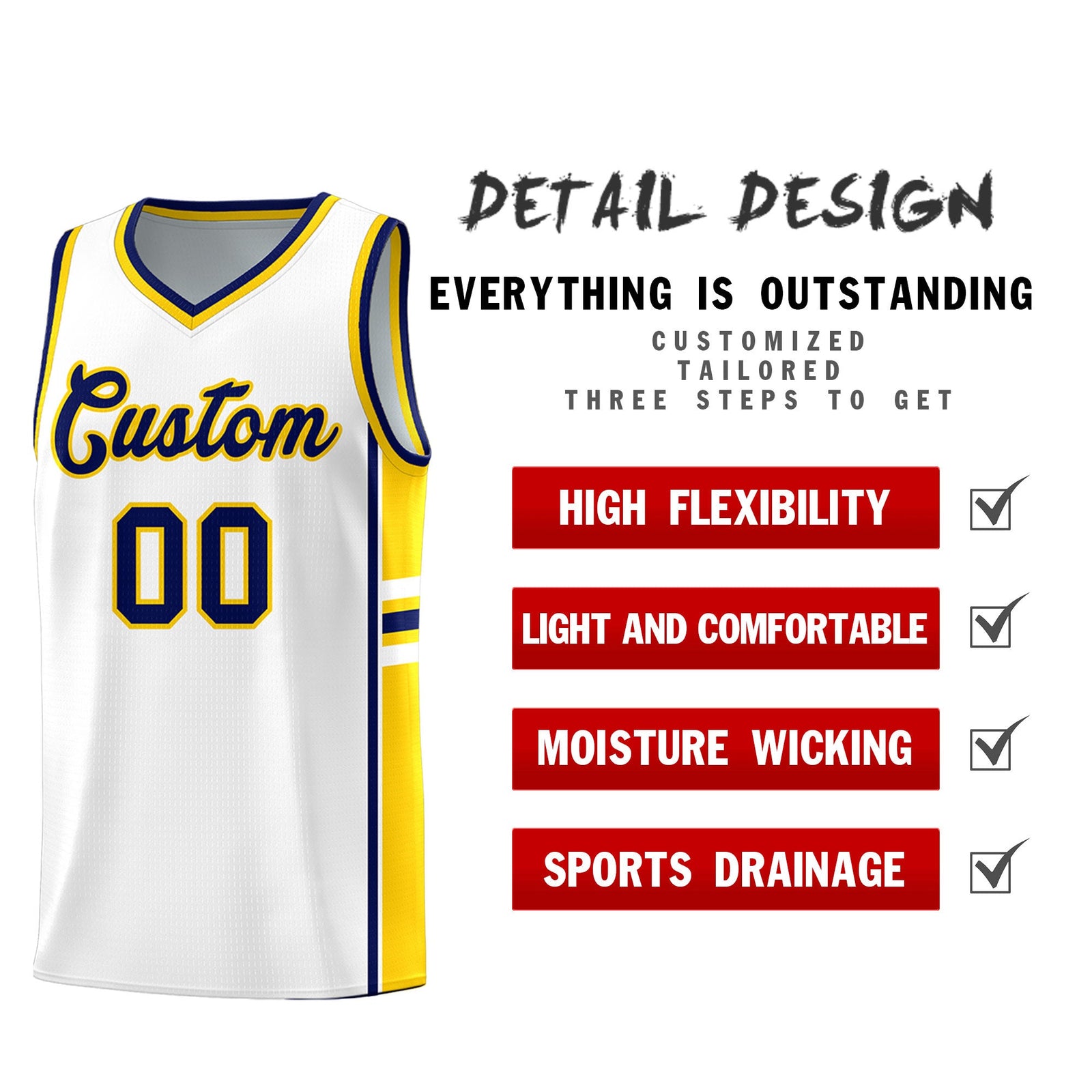 Custom Youth Basketball Jersey - White Gold Personalized Varsity Two-Tone Uniform