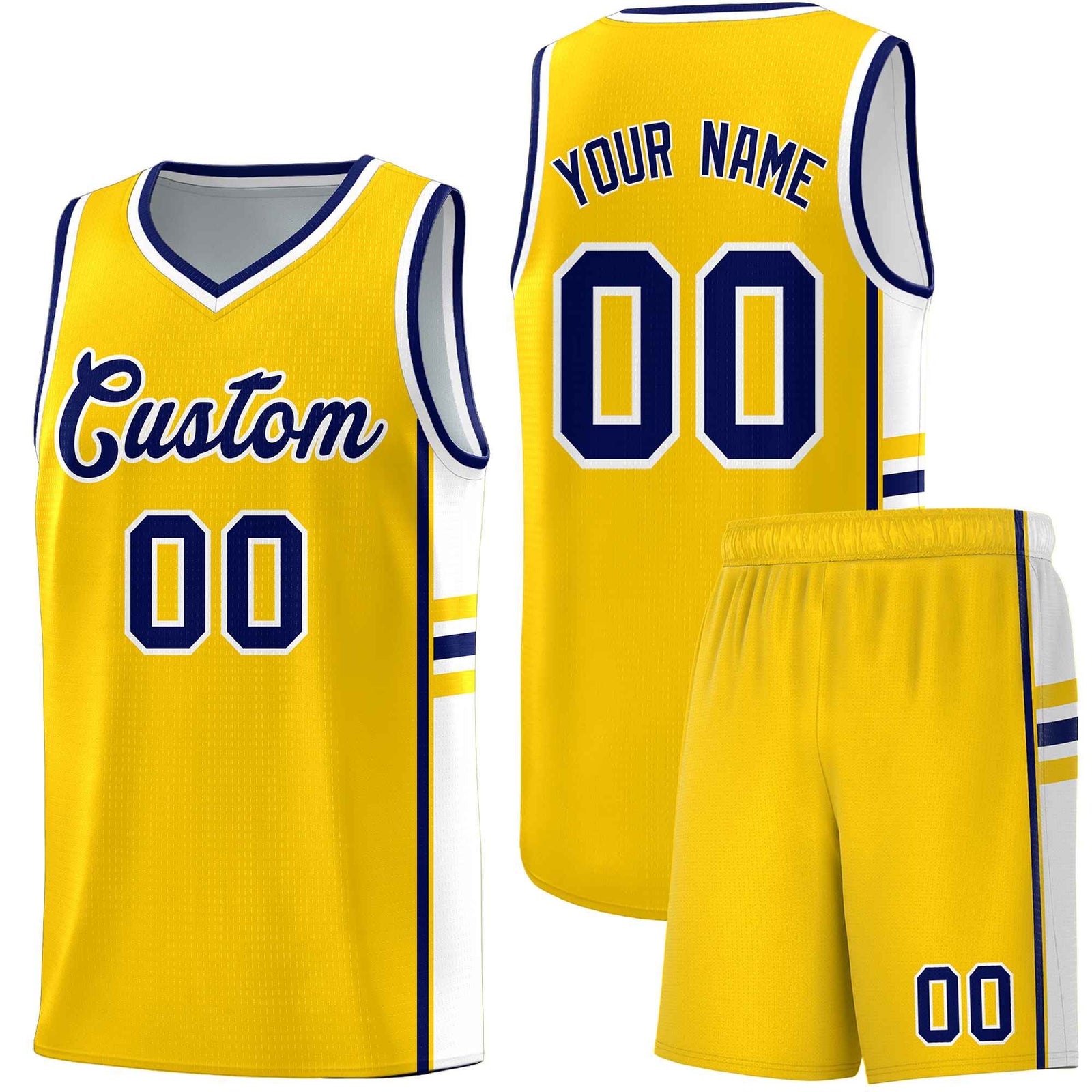 Custom Youth Basketball Jersey - Gold White Two-Tone Classic Varsity Uniform