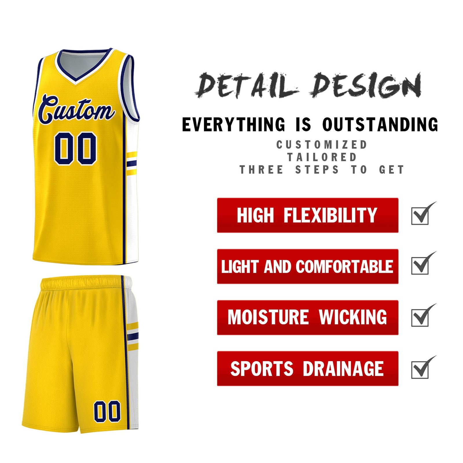 Custom Youth Basketball Jersey - Gold White Two-Tone Classic Varsity Uniform