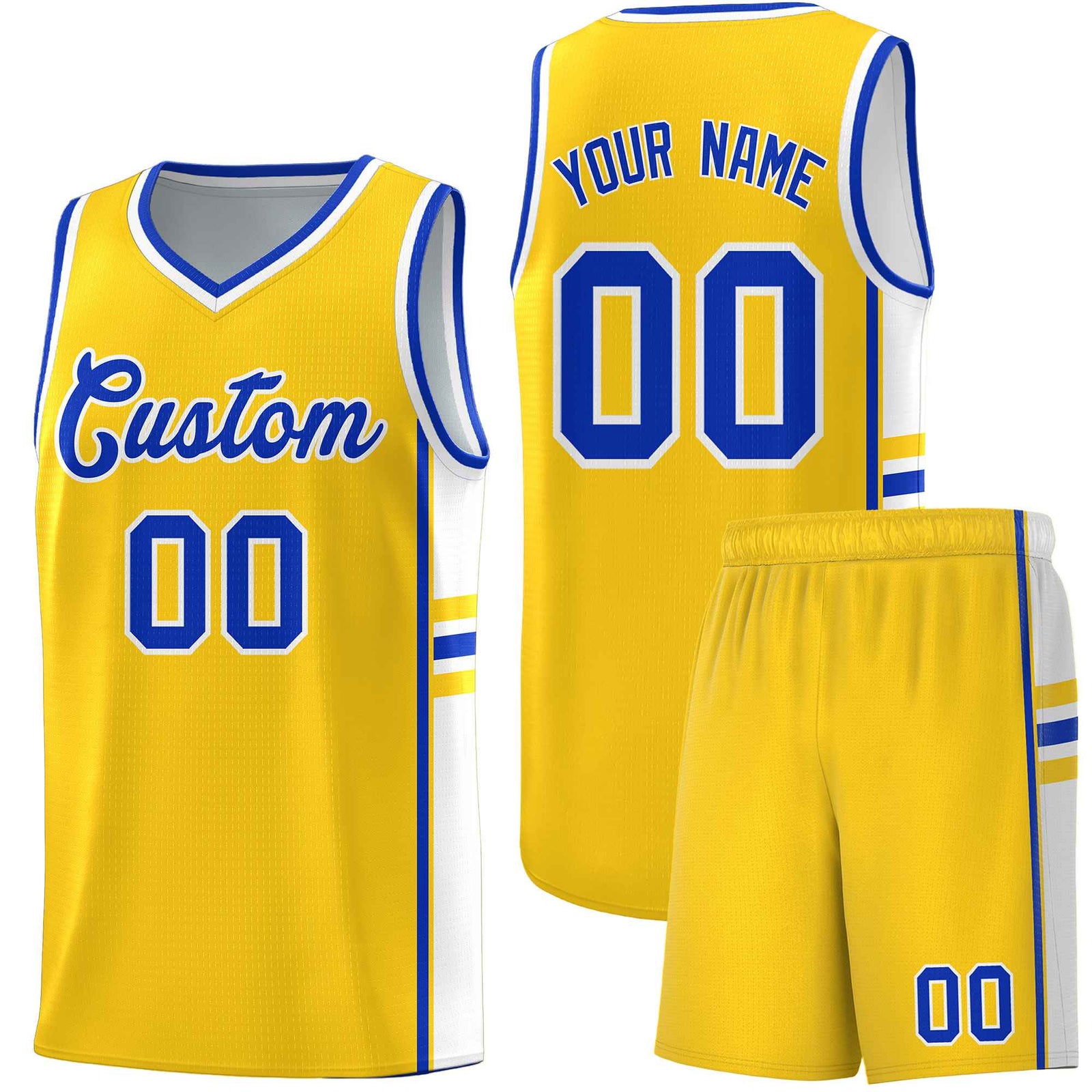 Custom Youth Basketball Jersey - Gold White Two-Tone Classic Varsity Uniform