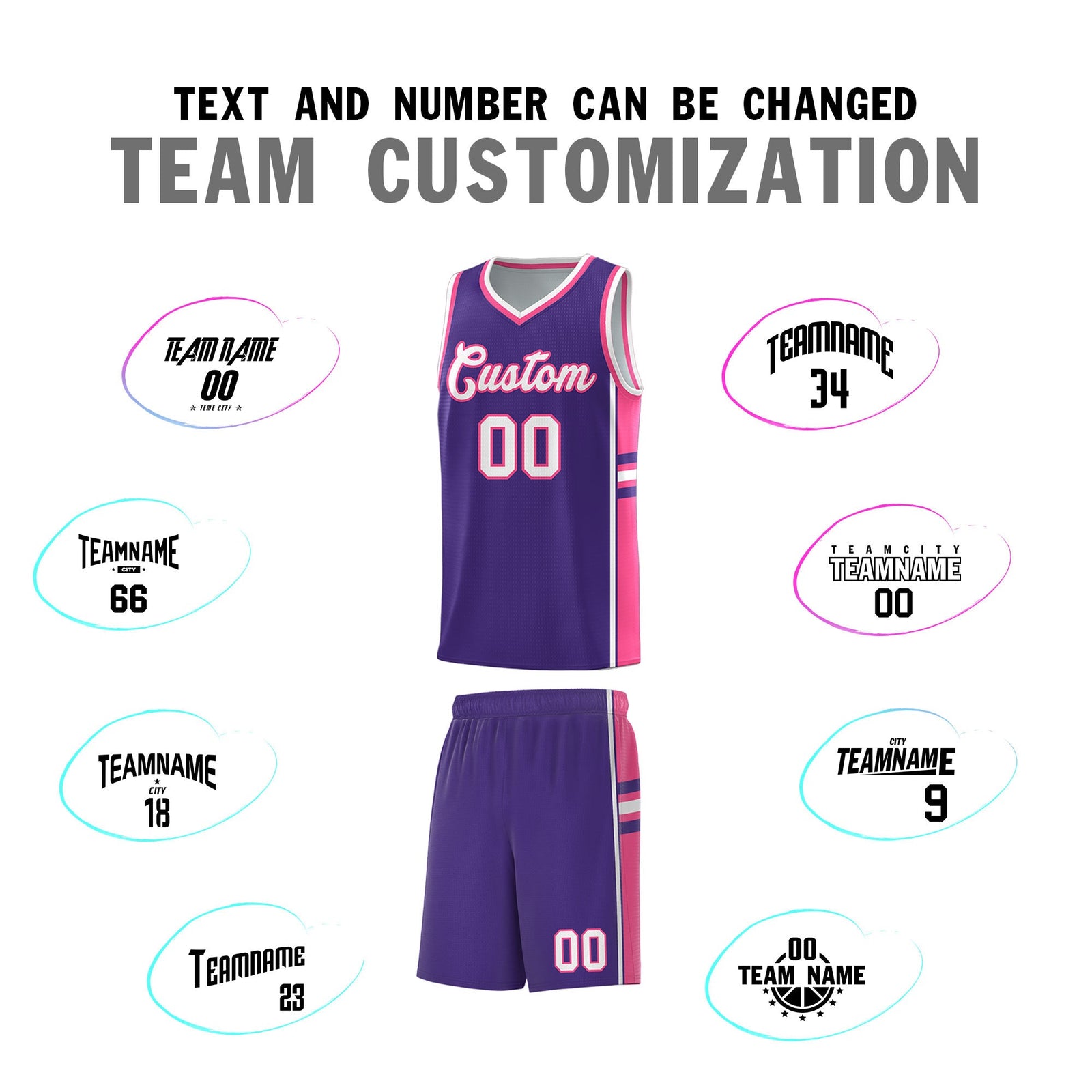 Custom Youth Basketball Jersey - Purple Pink Two-Tone Classic Varsity Uniform