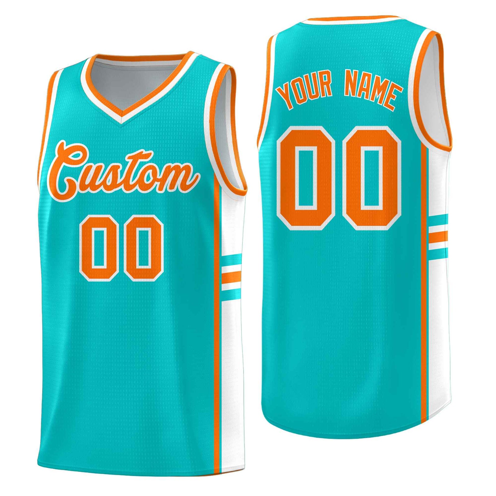 Custom Youth Basketball Jersey - Aqua White Two-Tone Classic Varsity Uniform