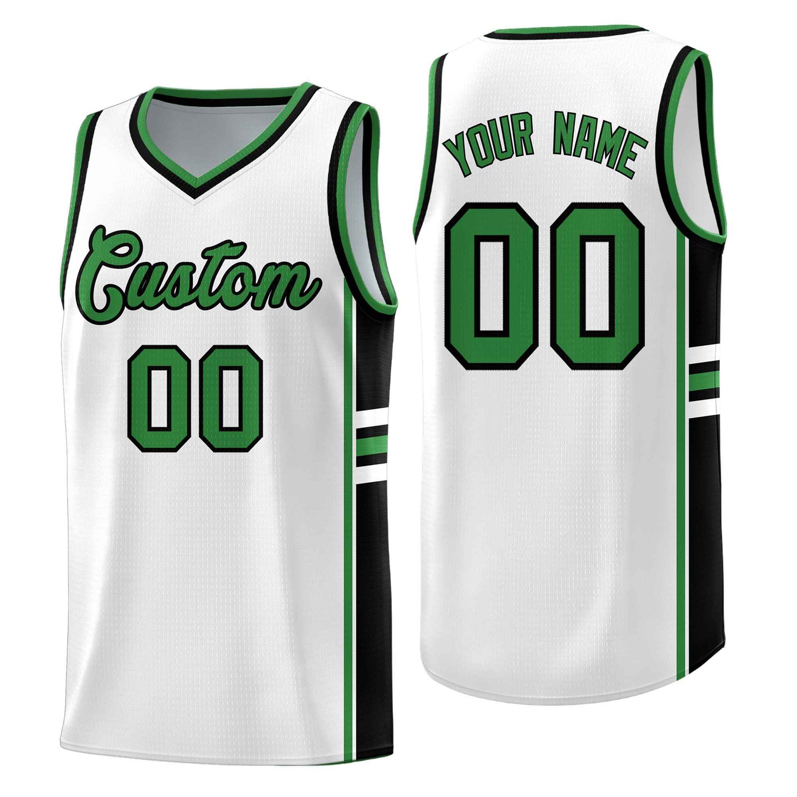 Custom Youth Basketball Jersey - White Kelly Green Two-Tone Varsity Jersey Set