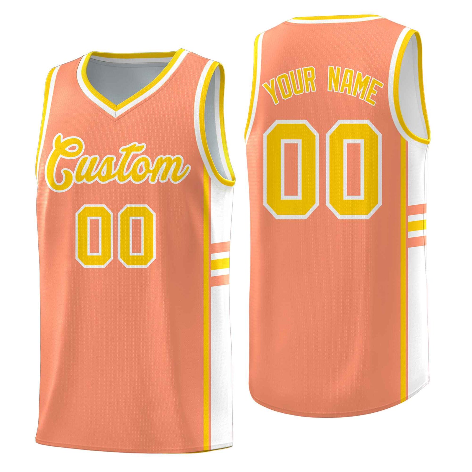 Custom Youth Basketball Jersey - Light Orange White Two-Tone Classic Varsity Uniform