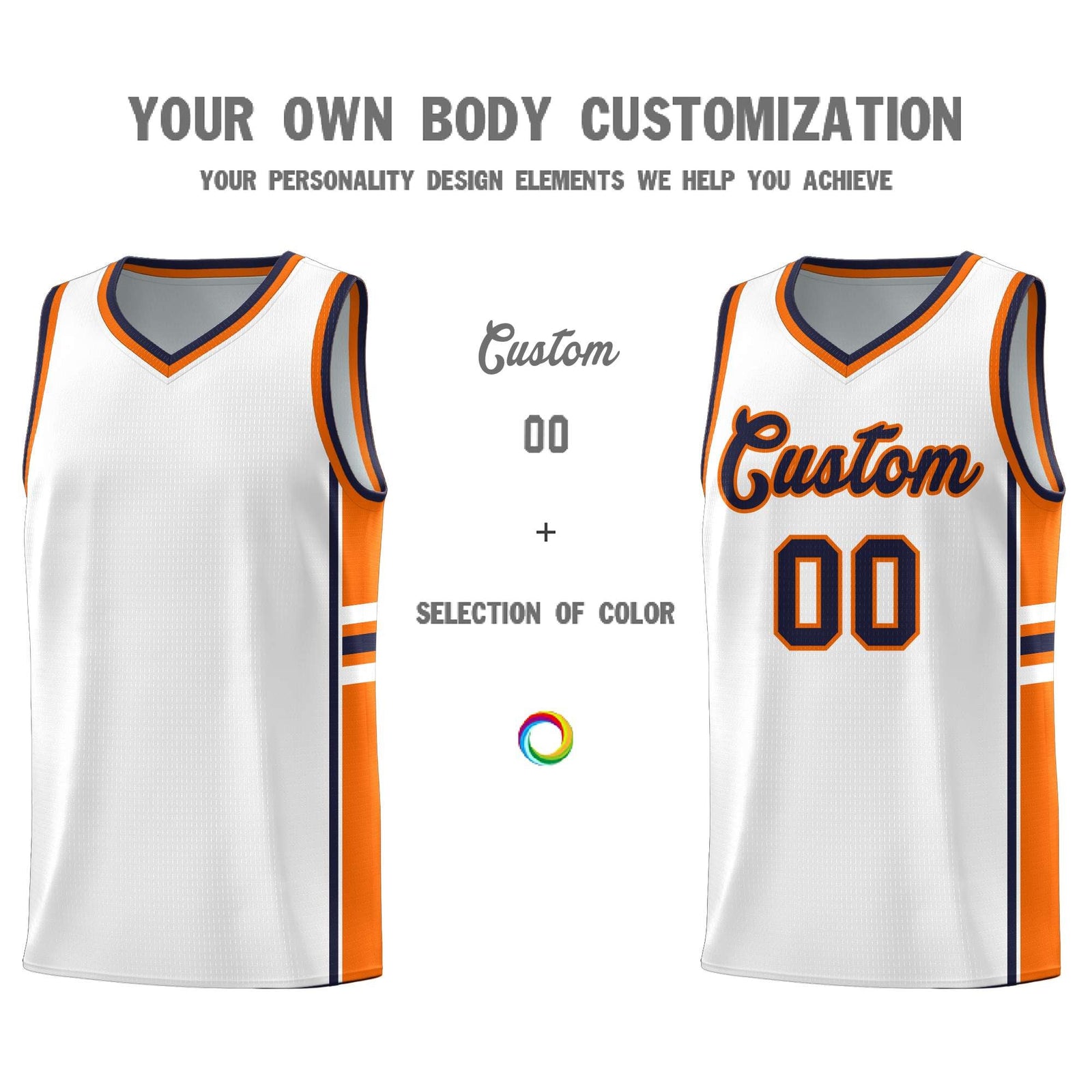 Custom Youth Basketball Jersey - White Orange Two-Tone Varsity Jersey Set