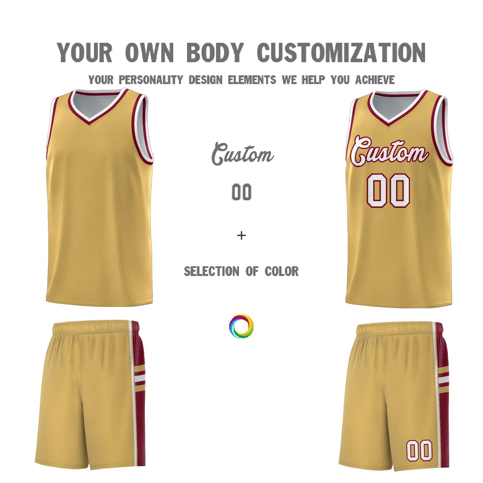 Custom Youth Basketball Jersey - Old Gold Crimson Two-Tone Classic Varsity Uniform