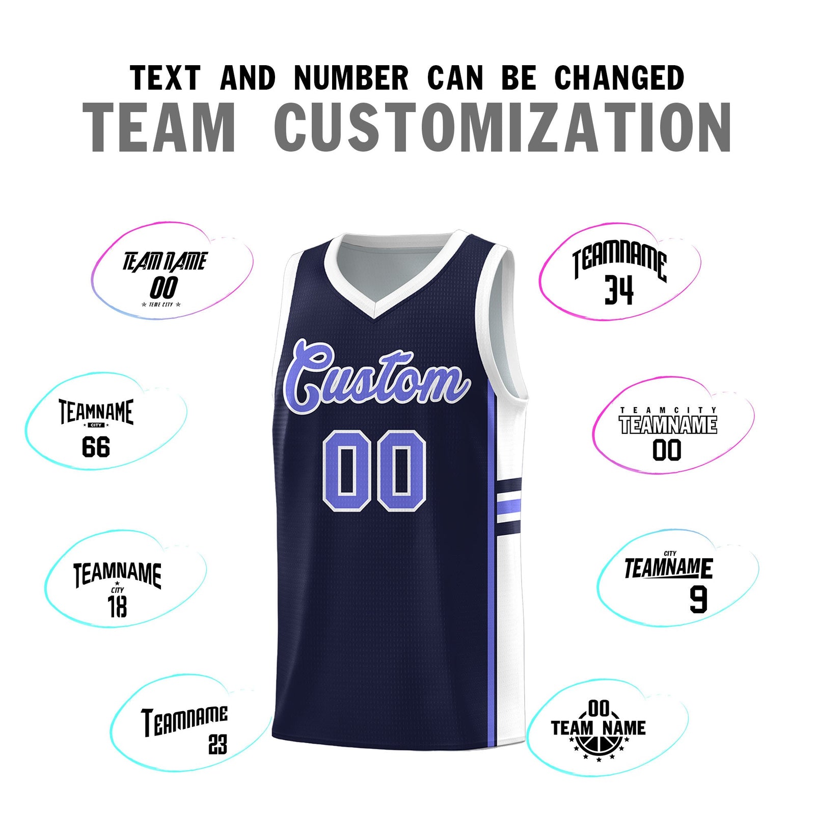 Custom Youth Basketball Jersey - Navy White Personalized Varsity Two-Tone Uniform