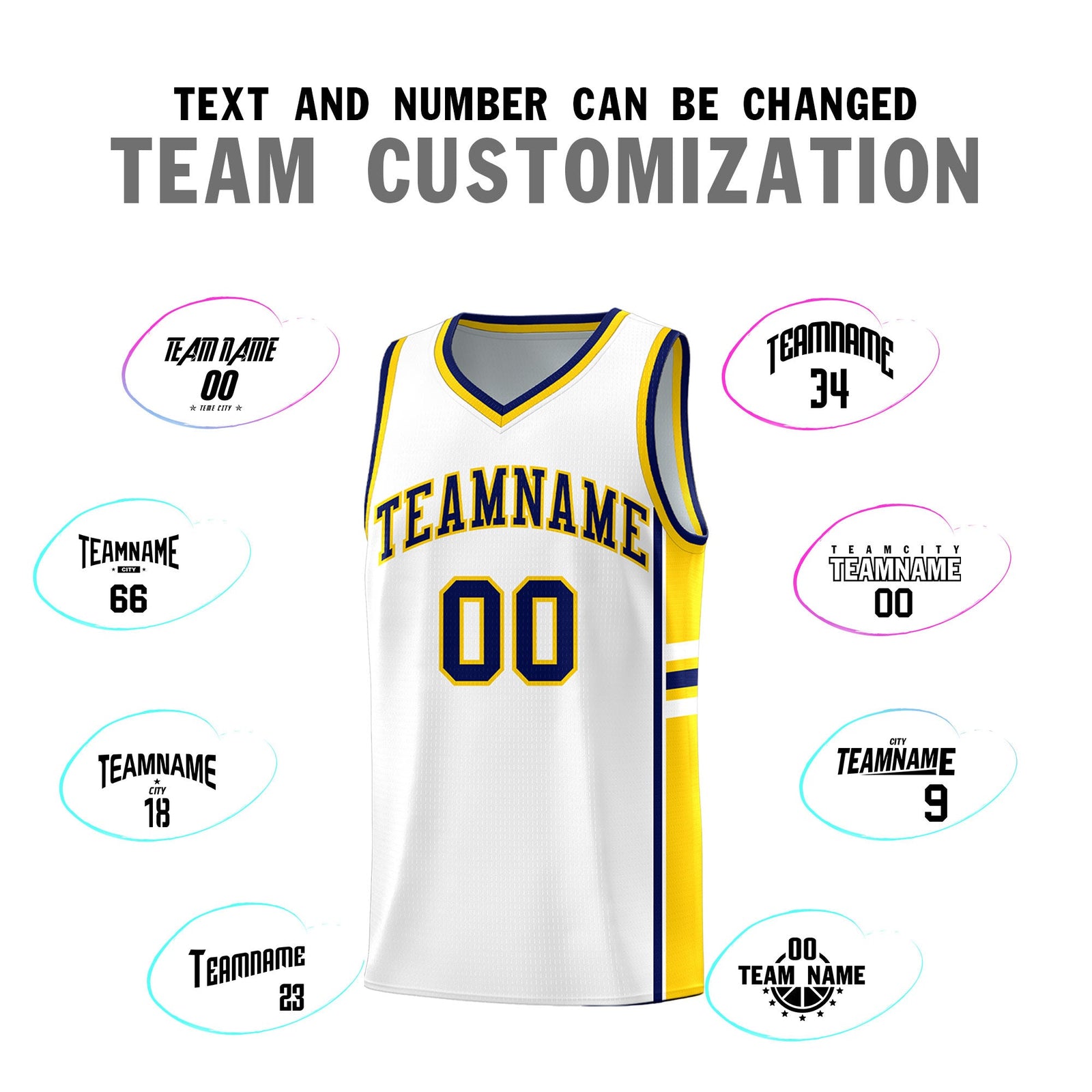 Custom Youth Basketball Jersey - White Gold Personalized Varsity Two-Tone Uniform