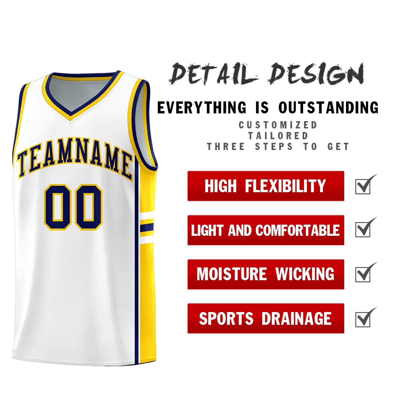 Custom Youth Basketball Jersey - White Gold Personalized Varsity Two-Tone Uniform