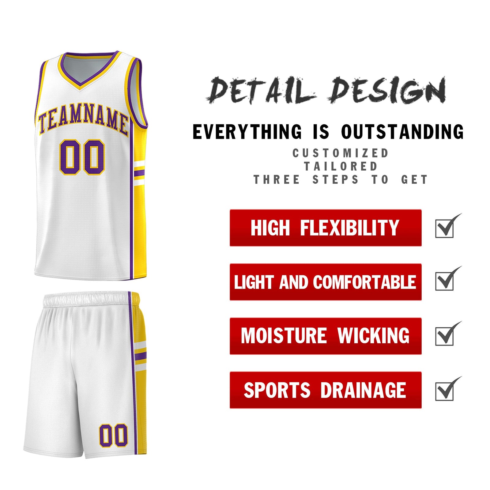 Custom Youth Basketball Jersey - White Gold Personalized Varsity Two-Tone Uniform