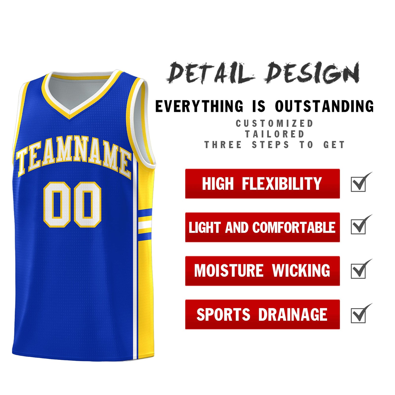 Custom Youth Basketball Jersey - Royal Gold Two-Tone Varsity Jersey Set