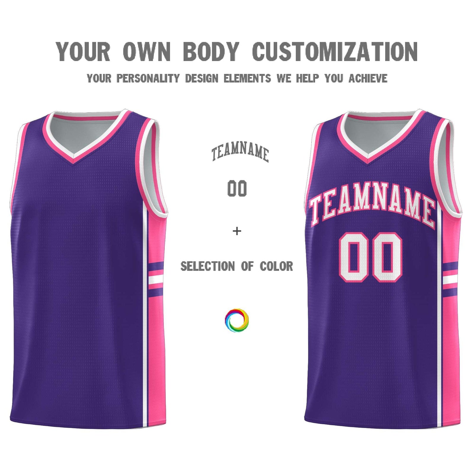 Custom Youth Basketball Jersey - Purple Pink Two-Tone Classic Varsity Uniform