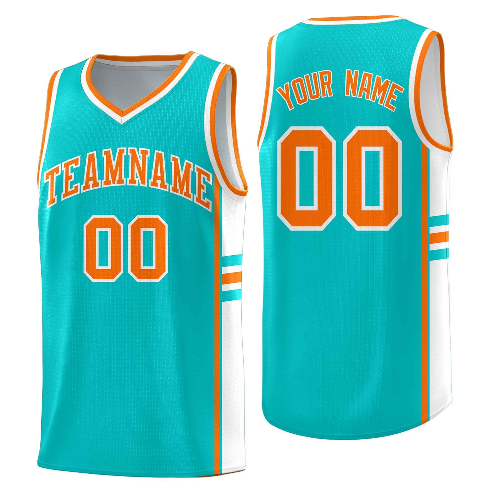 Custom Youth Basketball Jersey - Aqua White Two-Tone Classic Varsity Uniform