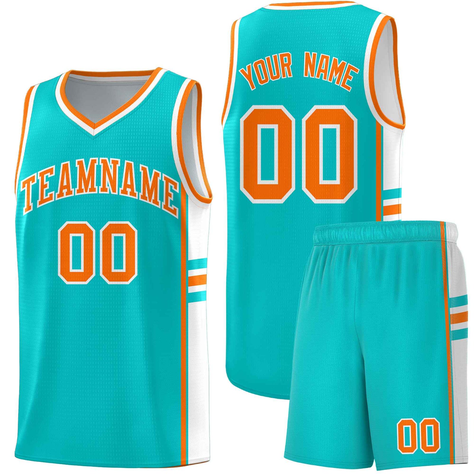Custom Youth Basketball Jersey - Aqua White Two-Tone Classic Varsity Uniform