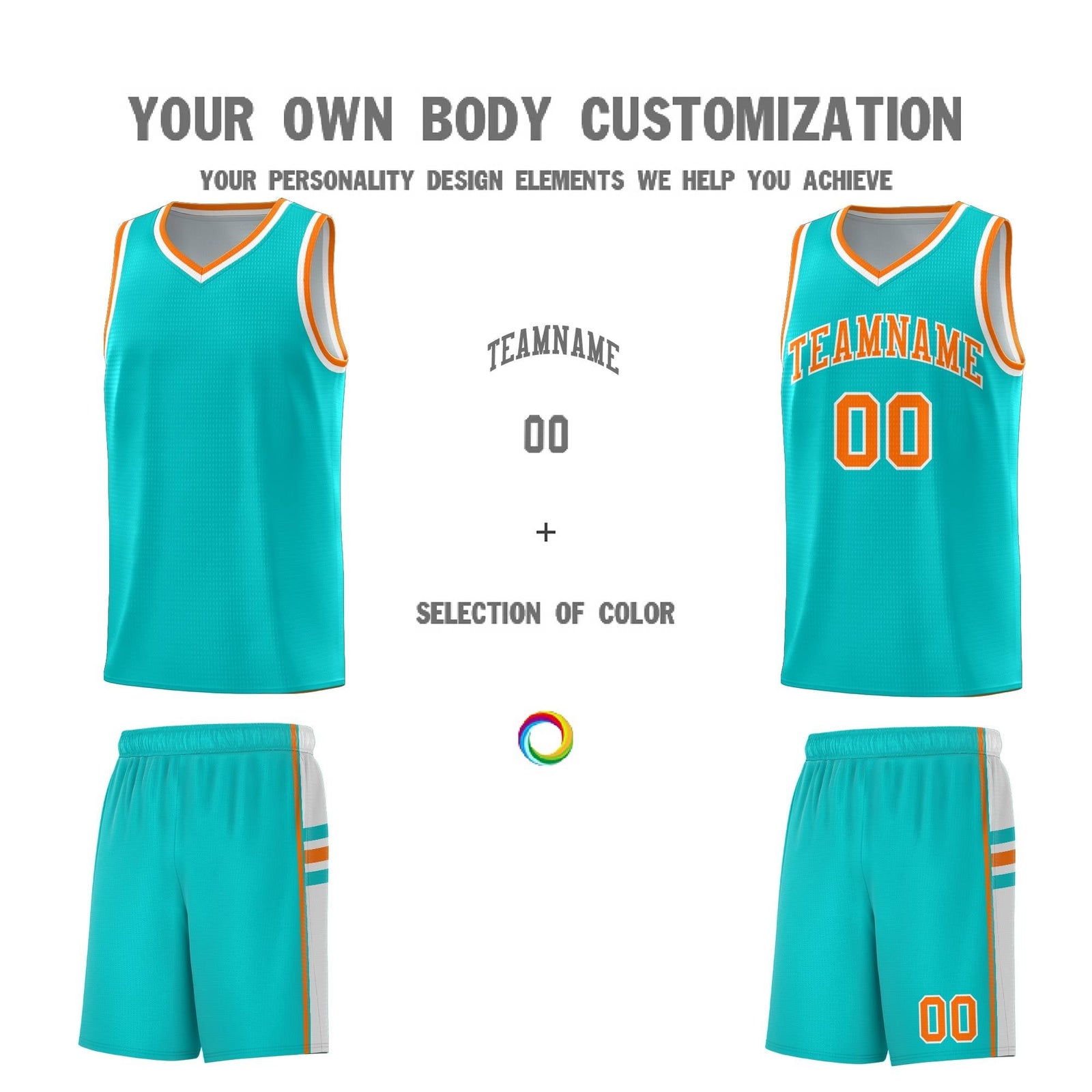 Custom Youth Basketball Jersey - Aqua White Two-Tone Classic Varsity Uniform