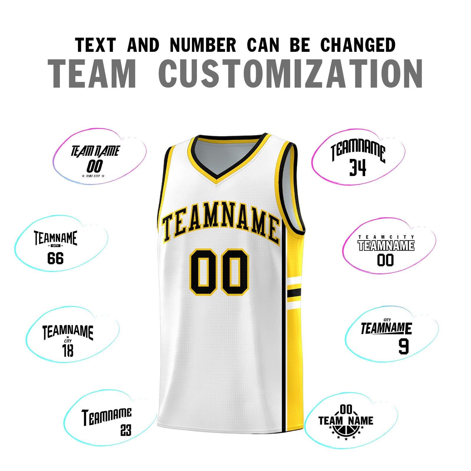 Custom Youth Basketball Jersey - White Gold Personalized Varsity Two-Tone Uniform