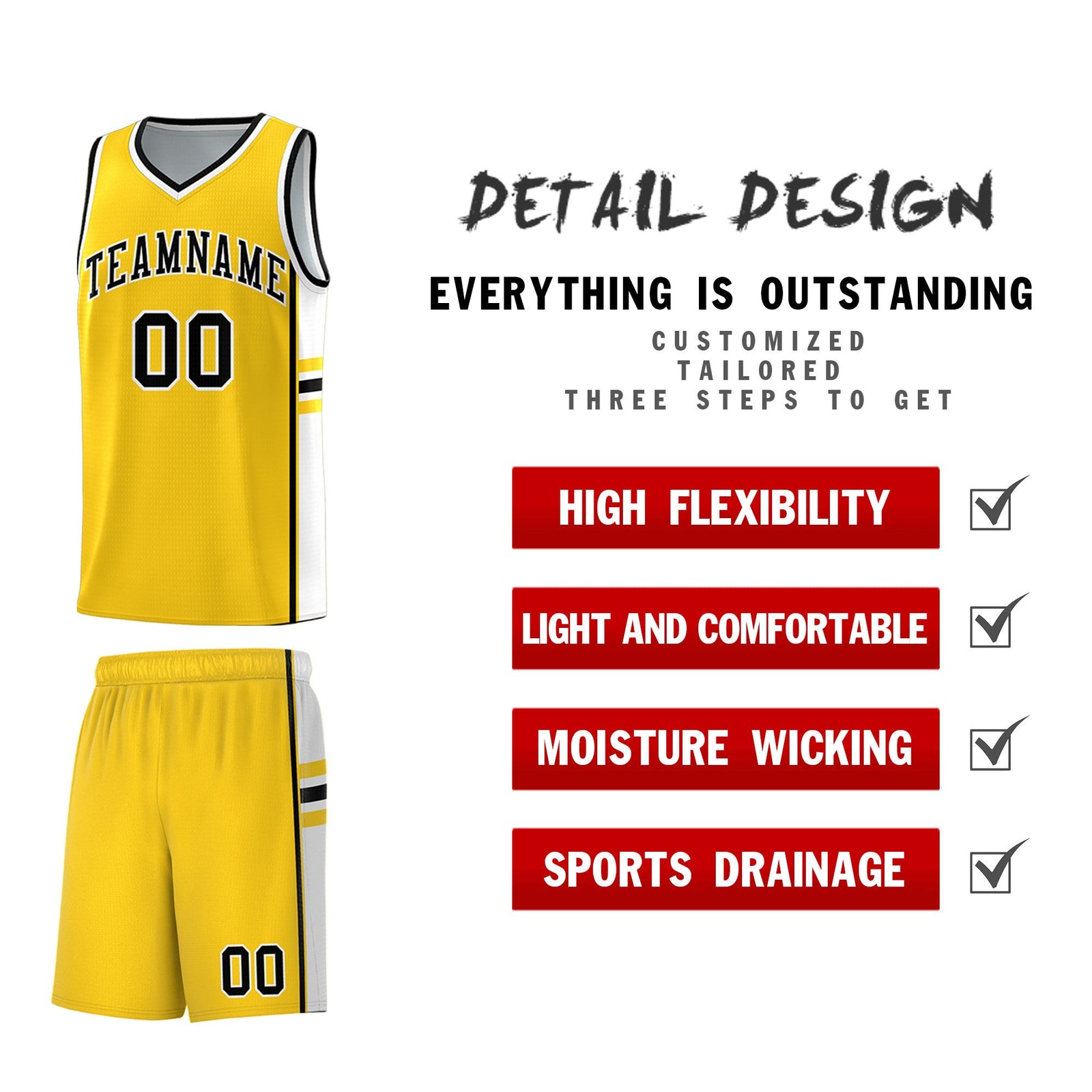 Custom Youth Basketball Jersey - Gold White Two-Tone Classic Varsity Uniform